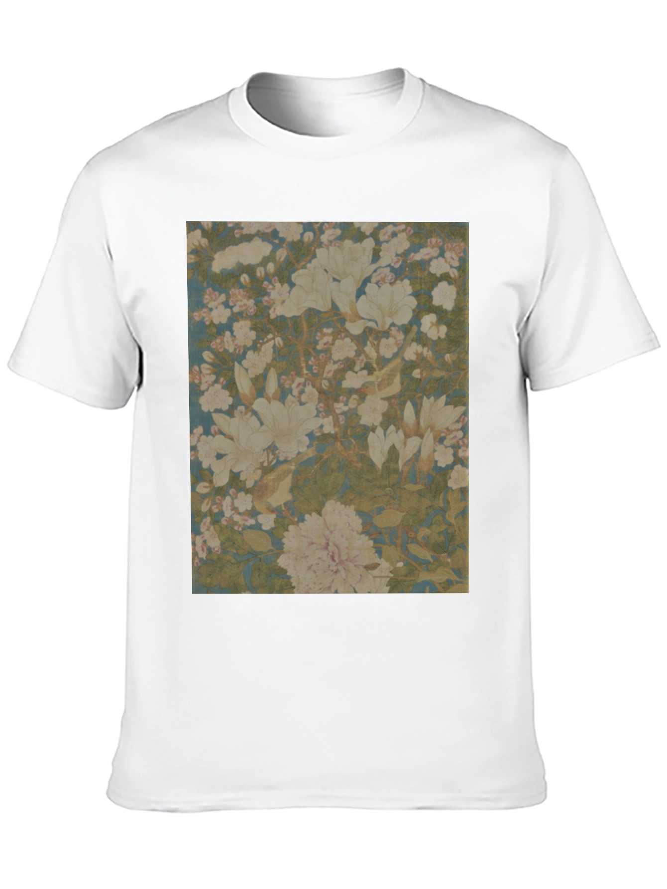 Floral Print Tee - Black Cotton Casual Wear