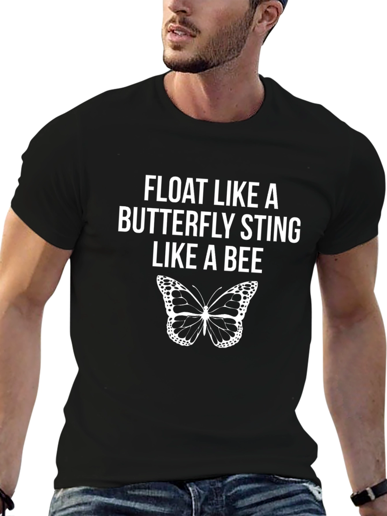 Butterfly Sting Graphic Tee - Black Cotton Blend