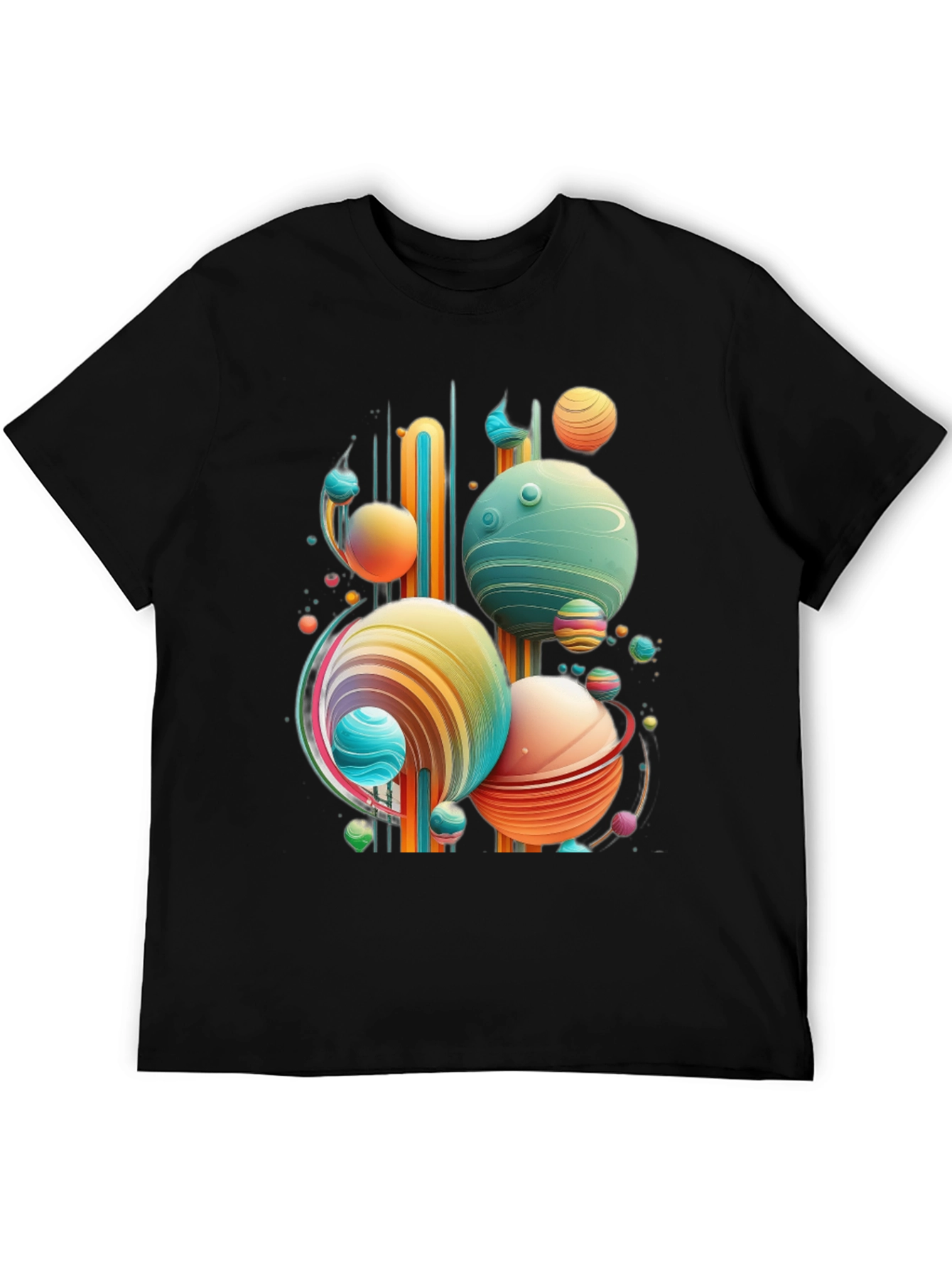 Abstract Planet Graphic Tee - Trendy Space Design
