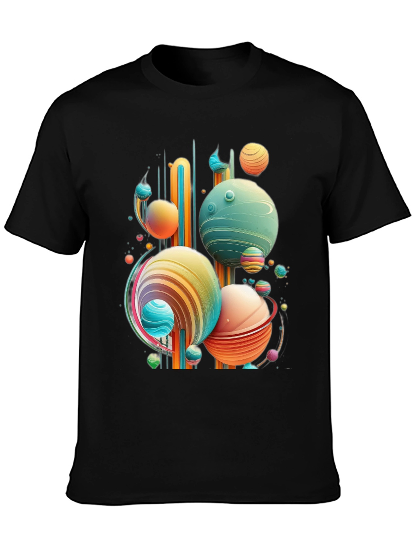 Abstract Planet Graphic Tee - Trendy Space Design