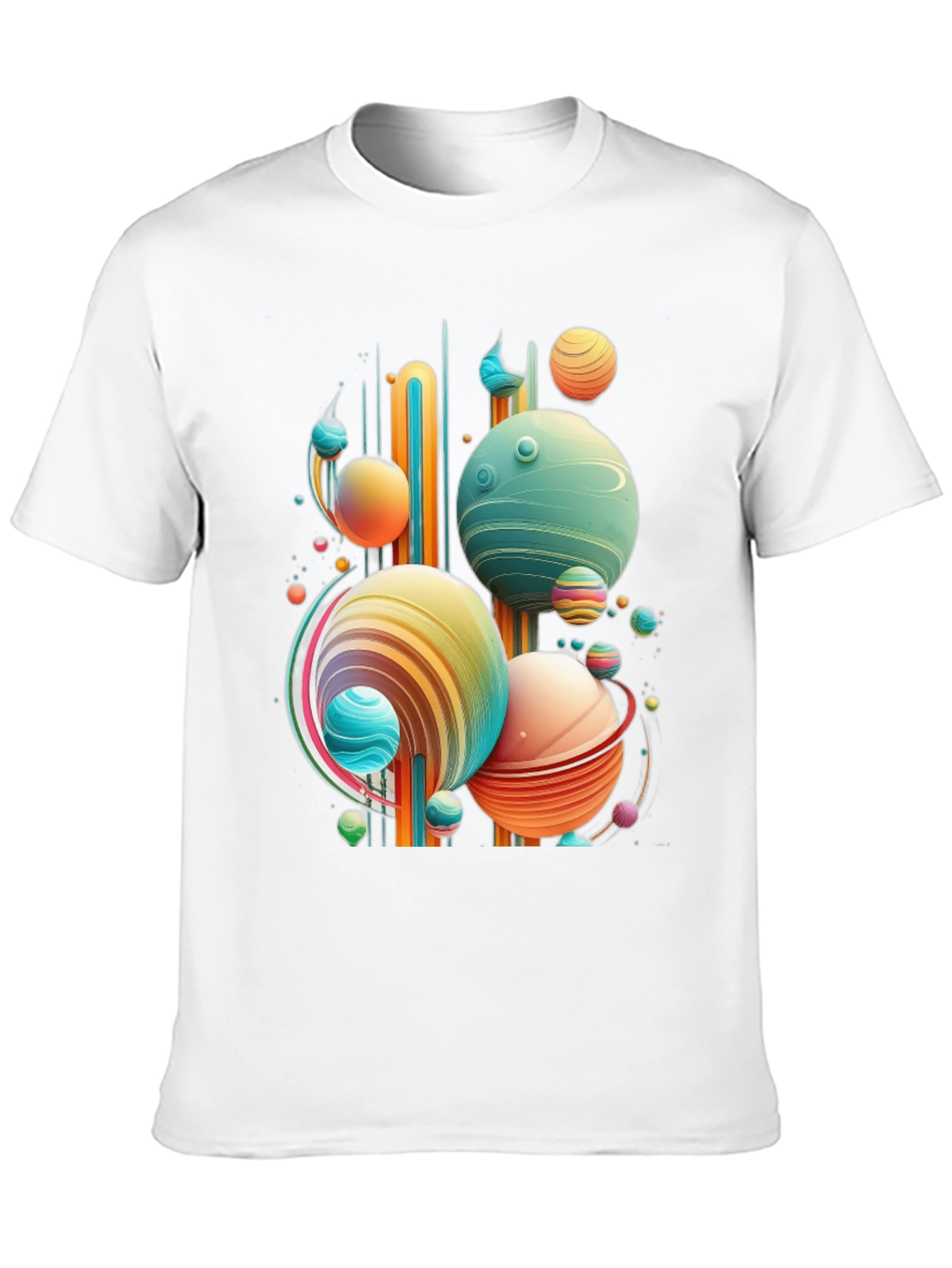 Abstract Planet Graphic Tee - Trendy Space Design