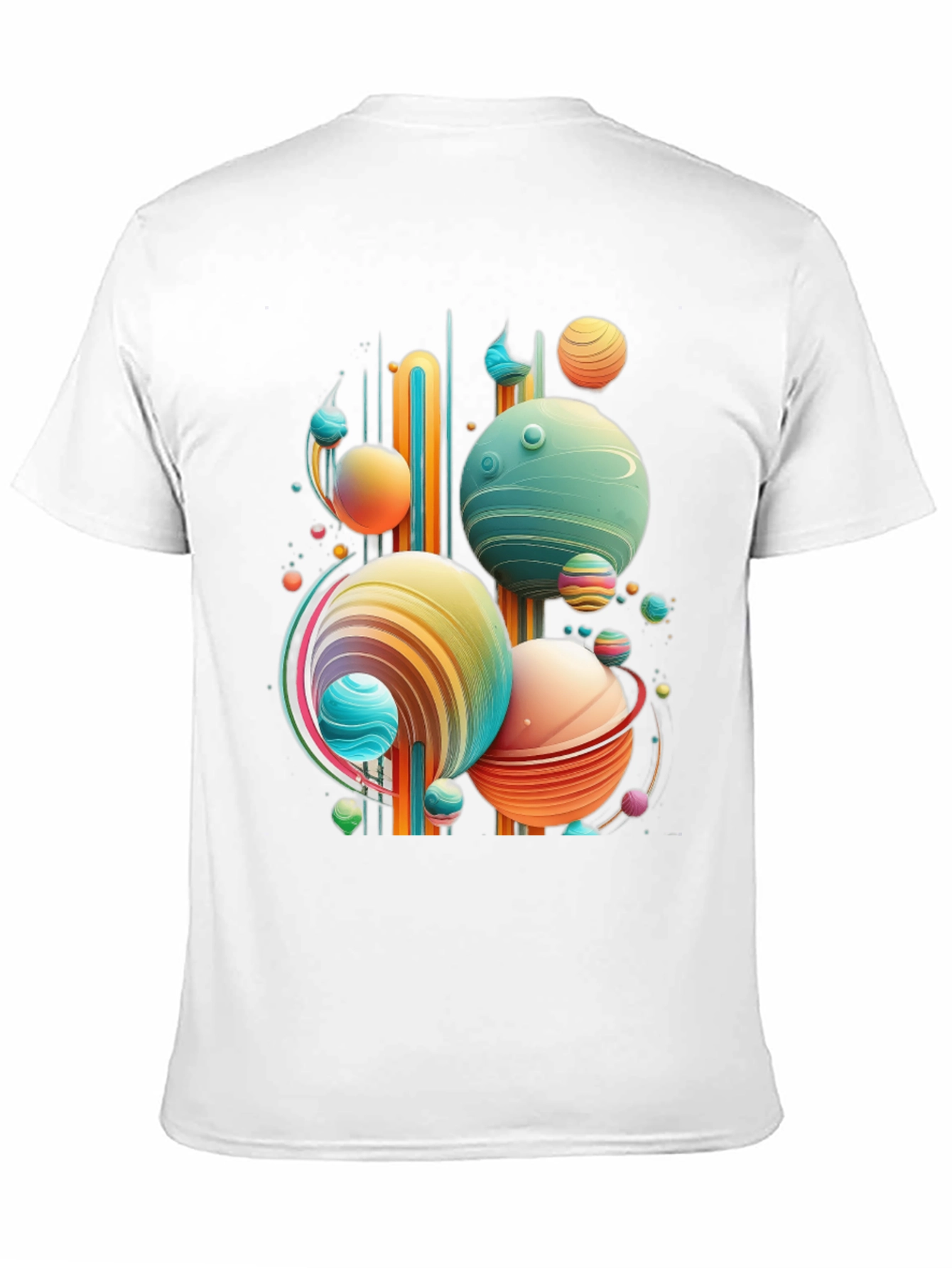 Abstract Planet Graphic Tee - Trendy Space Design