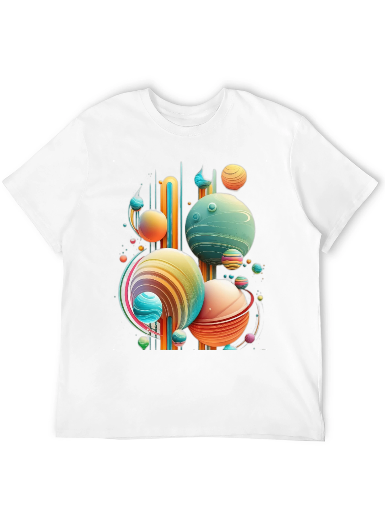Abstract Planet Graphic Tee - Trendy Space Design