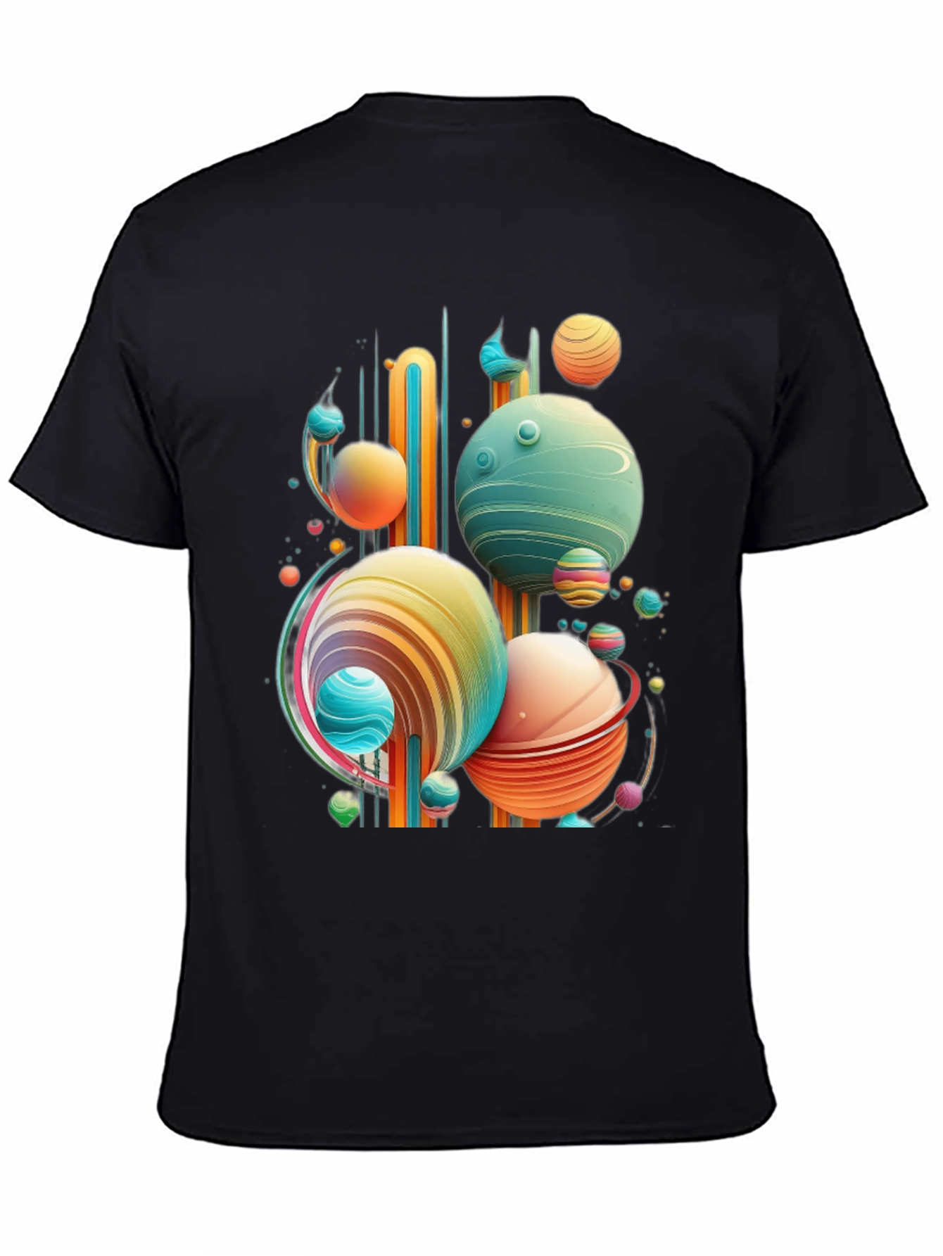 Abstract Planet Graphic Tee - Trendy Space Design