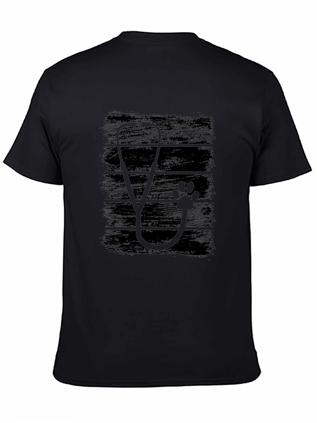 Vet Stethoscope Paw Print Black T-Shirt