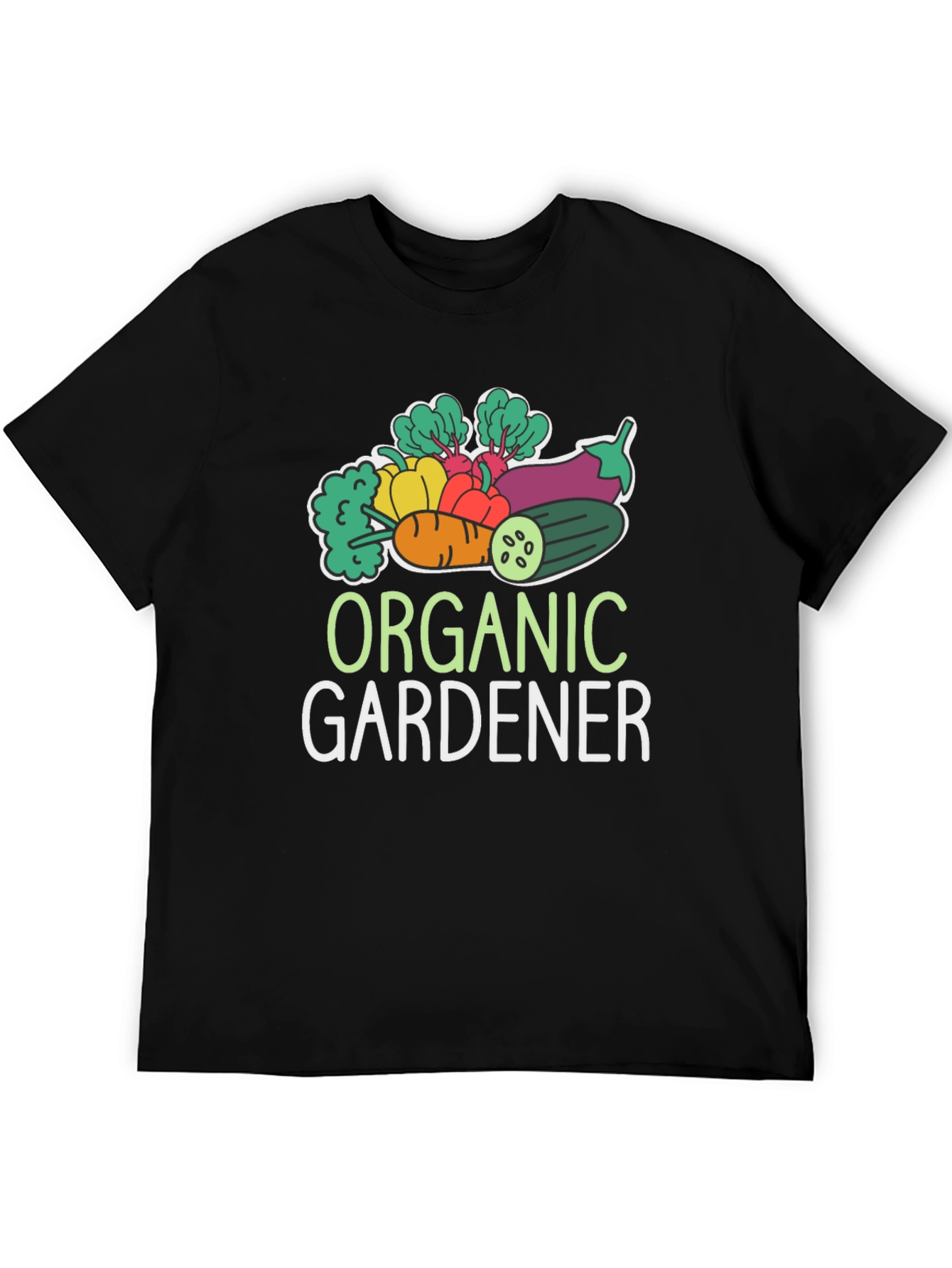Organic Gardener T-Shirt - Black Vegetable Design