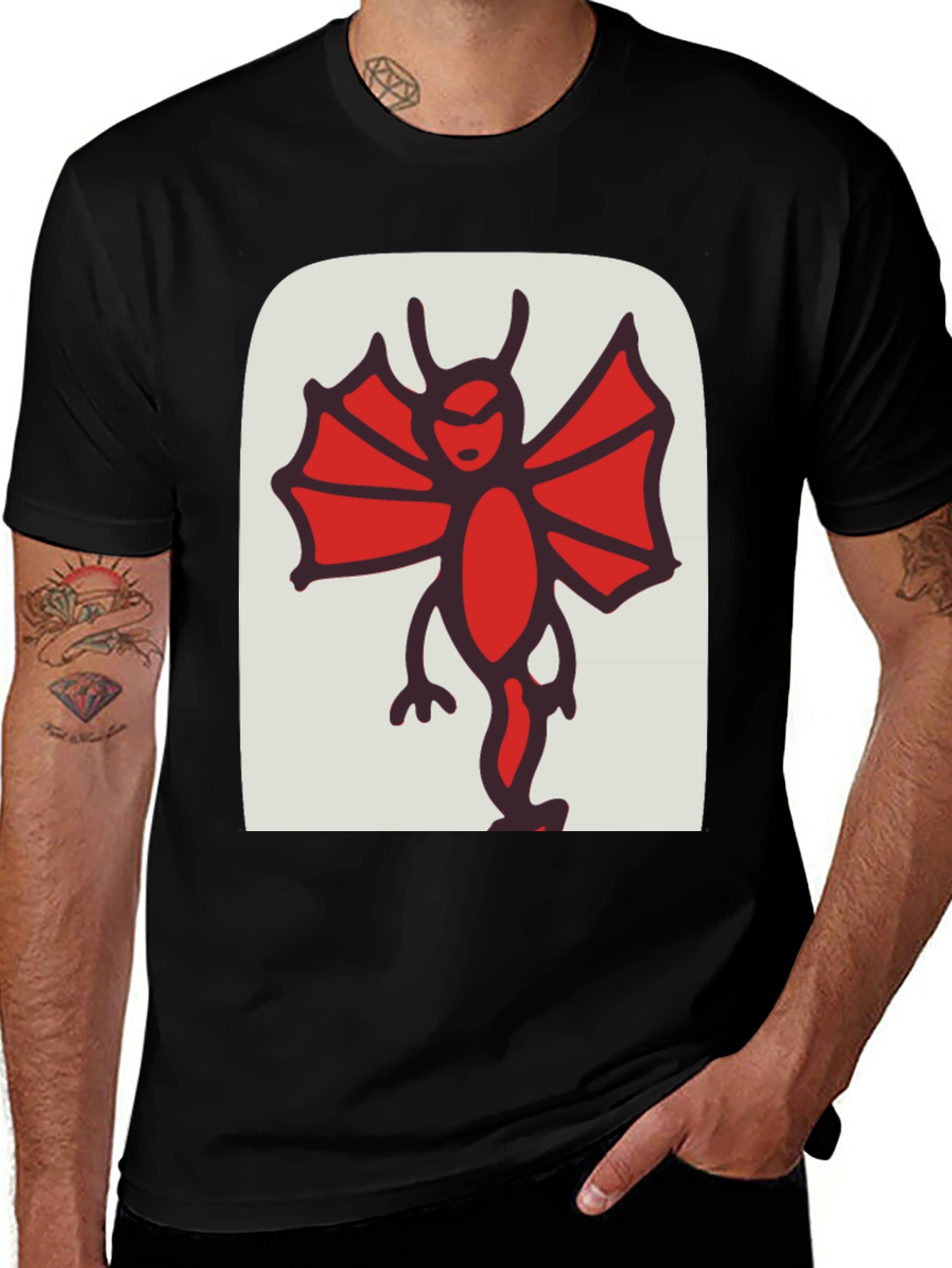 Cartoonish Devil Graphic Black Tee