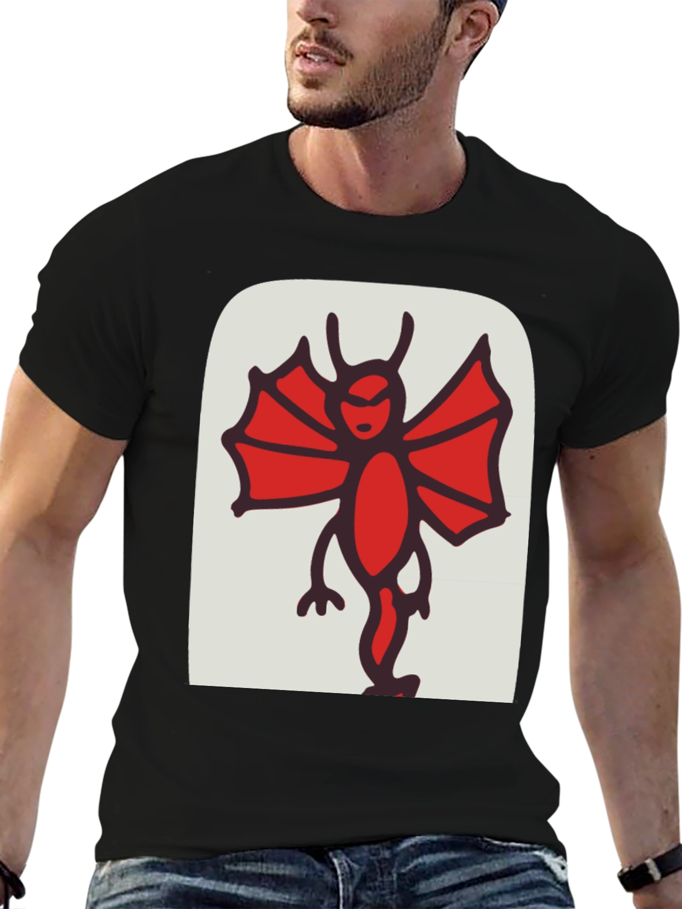 Cartoonish Devil Graphic Black Tee