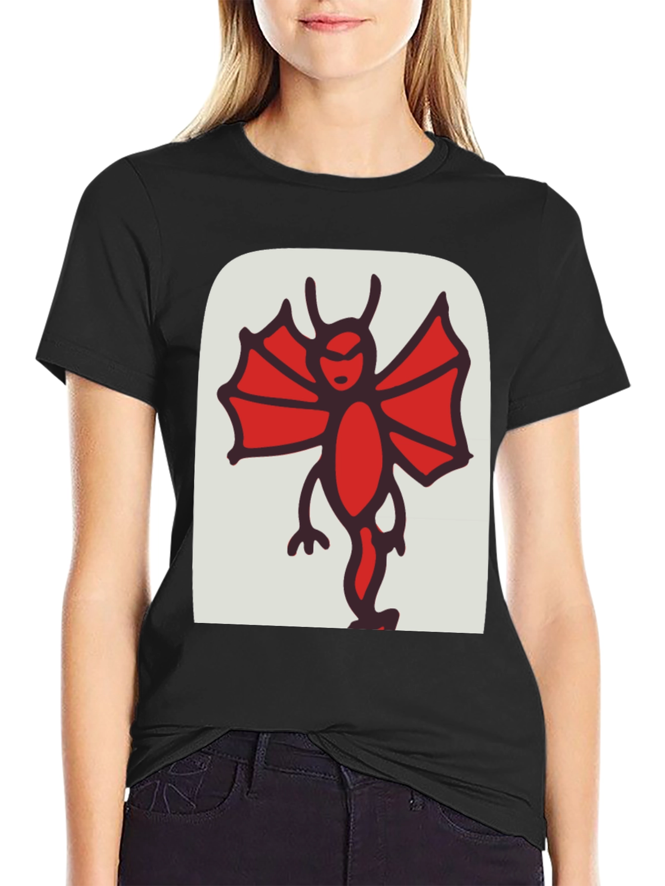 Cartoonish Devil Graphic Black Tee