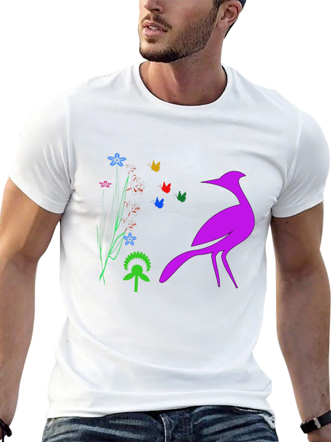 Floral Bird Graphic Tee - Stylish Comfort