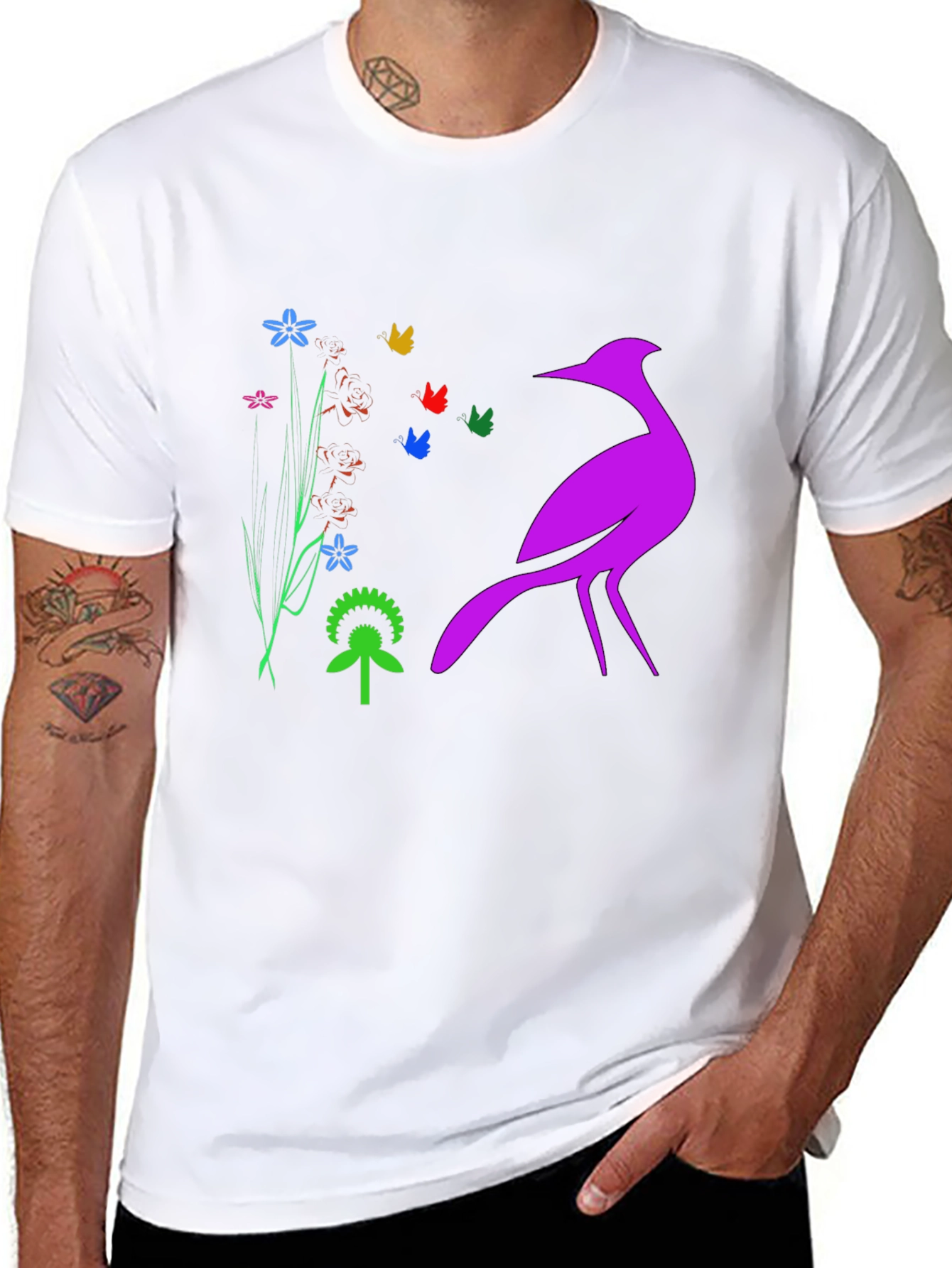 Floral Bird Graphic Tee - Stylish Comfort