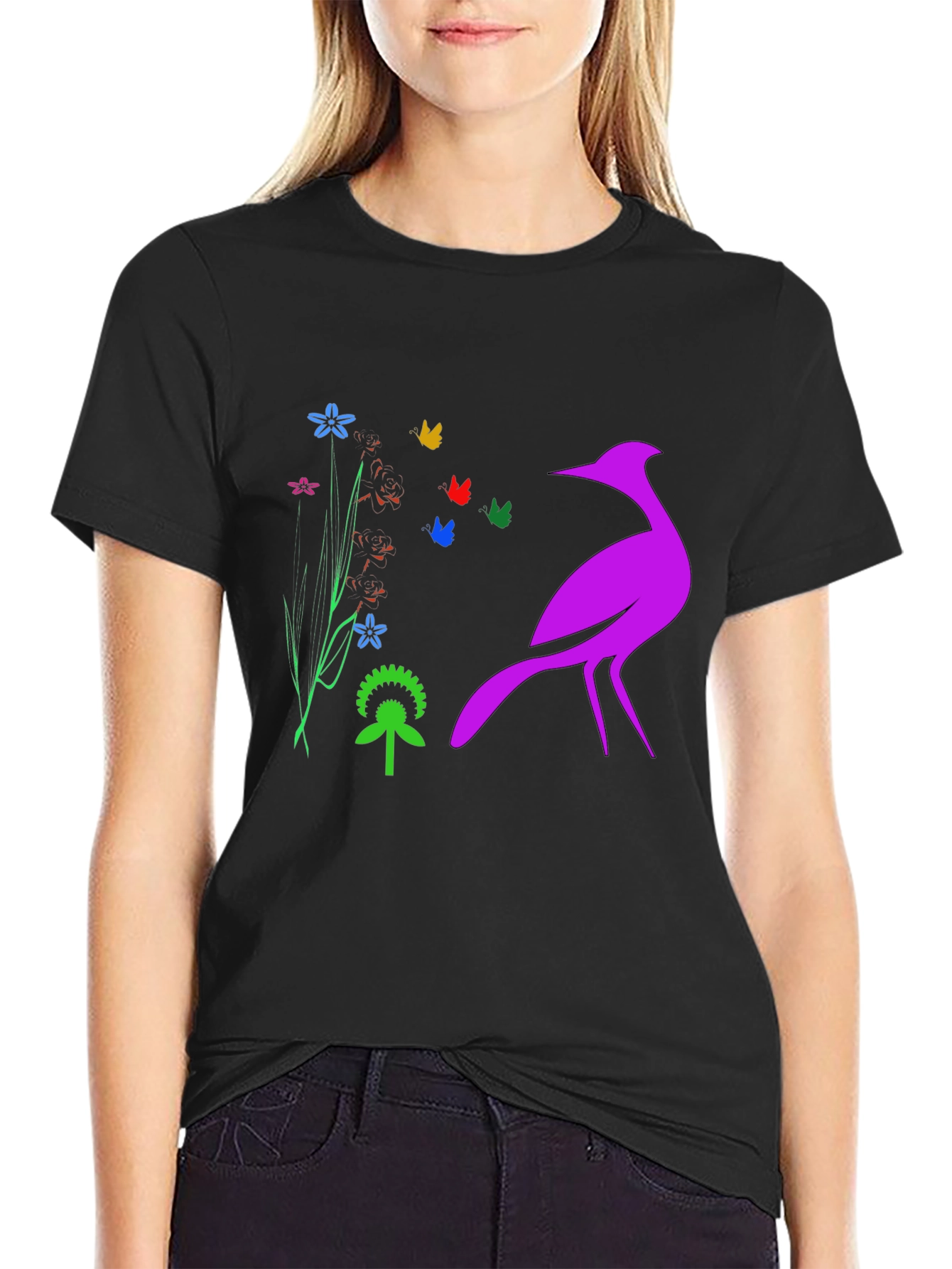 Floral Bird Graphic Tee - Stylish Comfort