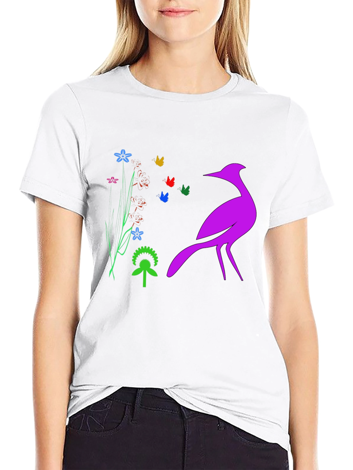 Floral Bird Graphic Tee - Stylish Comfort