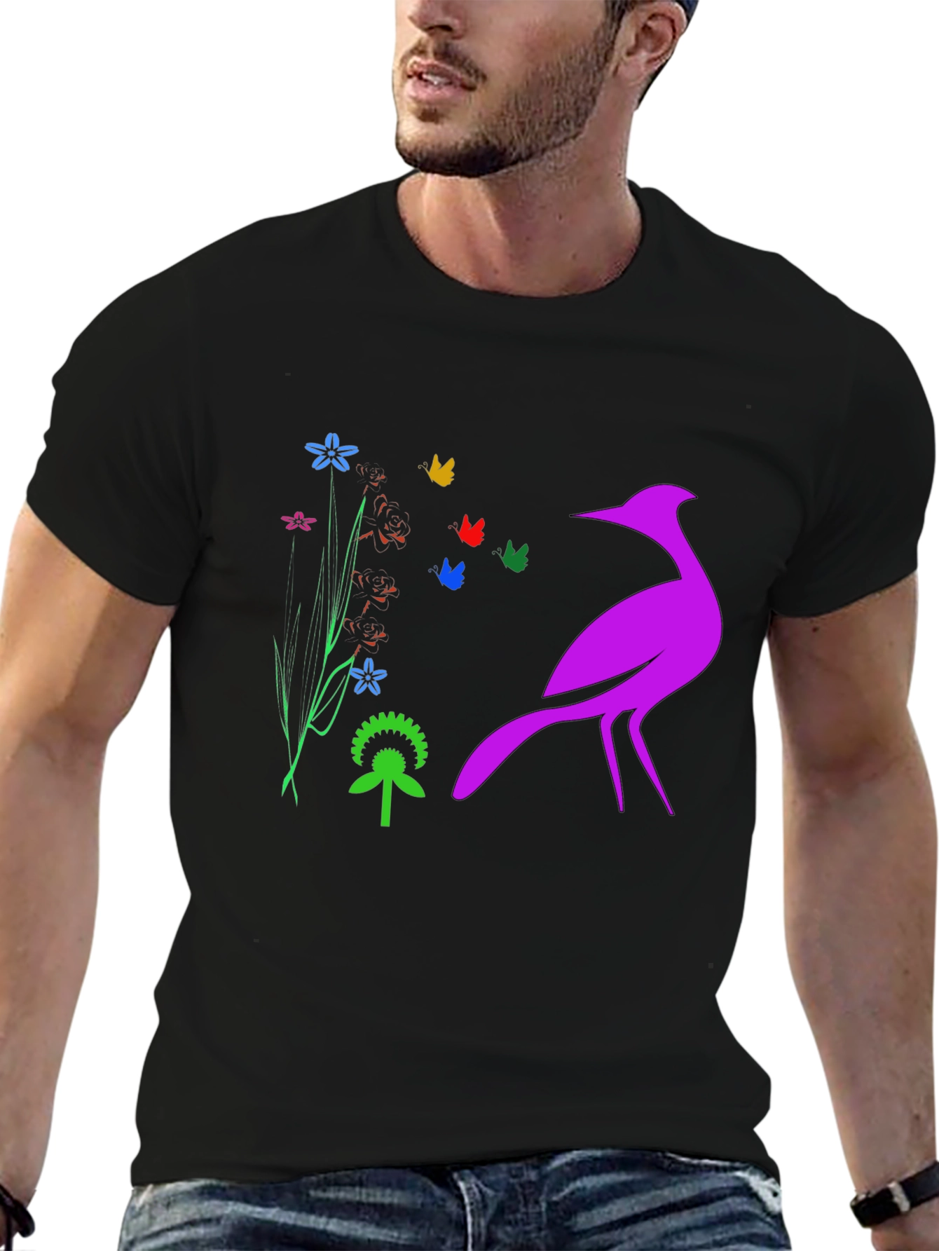 Floral Bird Graphic Tee - Stylish Comfort
