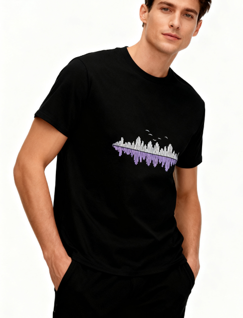 Artistic City Skyline Reflection Graphic T-Shirt - 100% Cotton, Versatile for Multiple Occasions