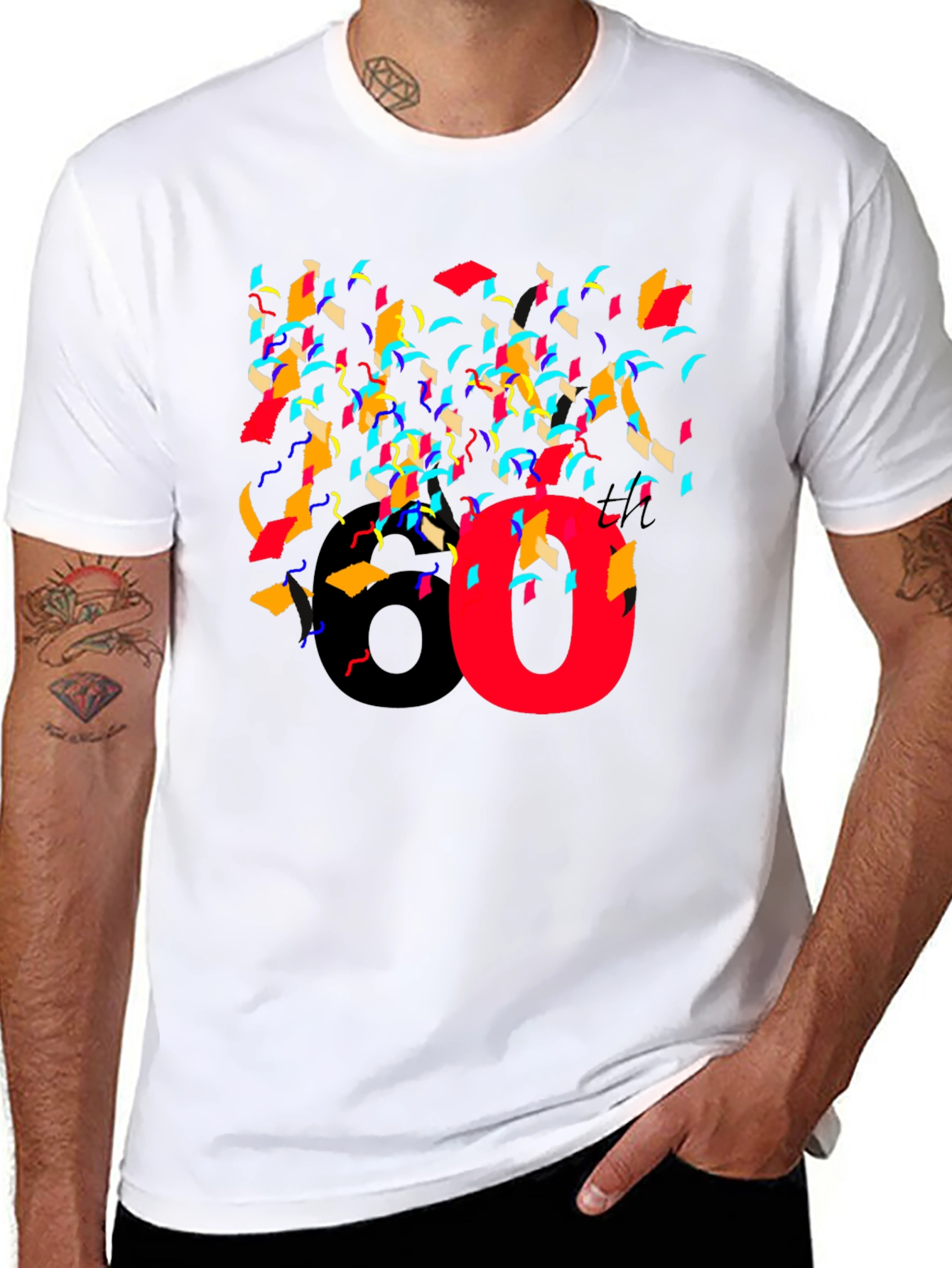 Festive Celebration T-Shirt - 80 and Confetti