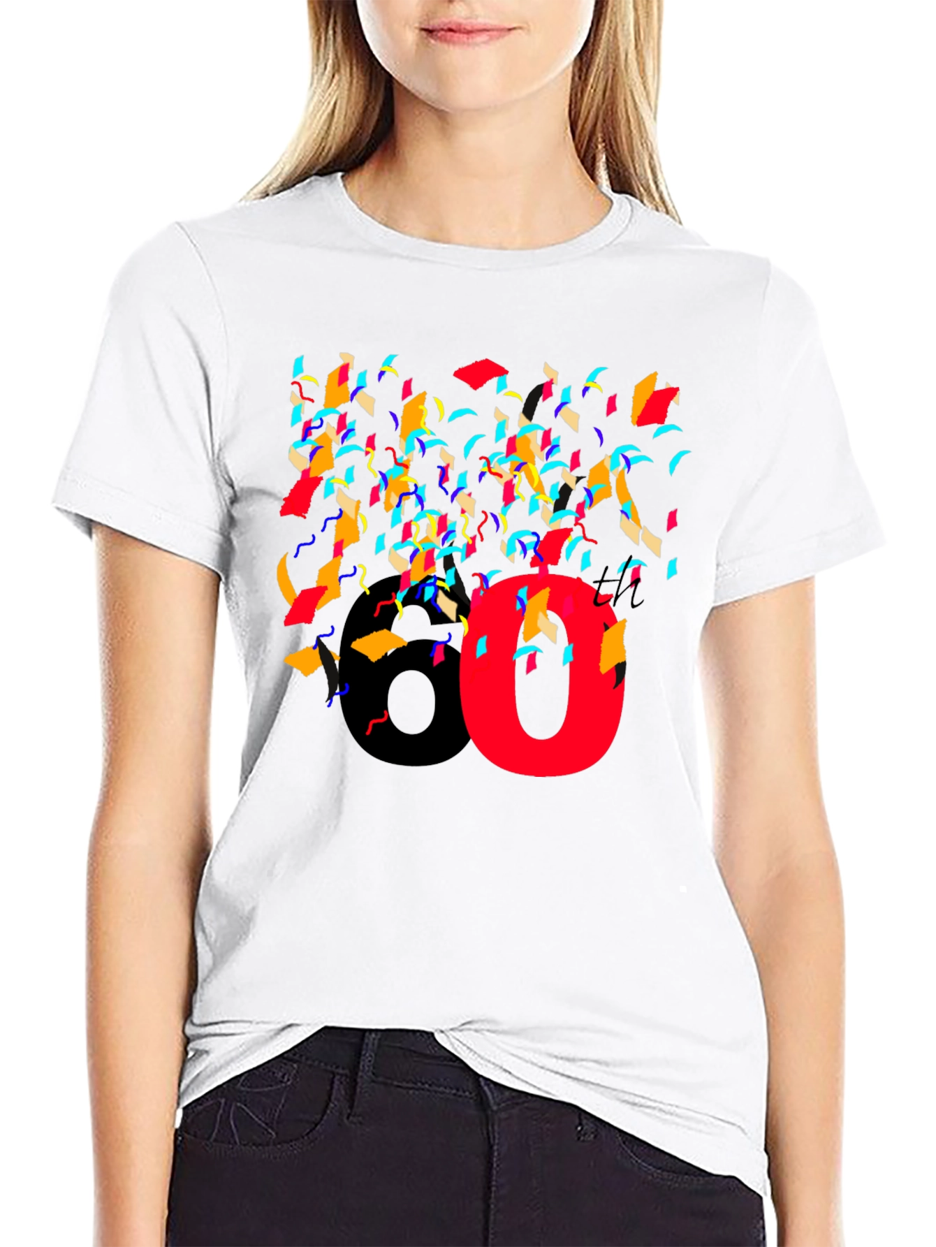 Festive Celebration T-Shirt - 80 and Confetti