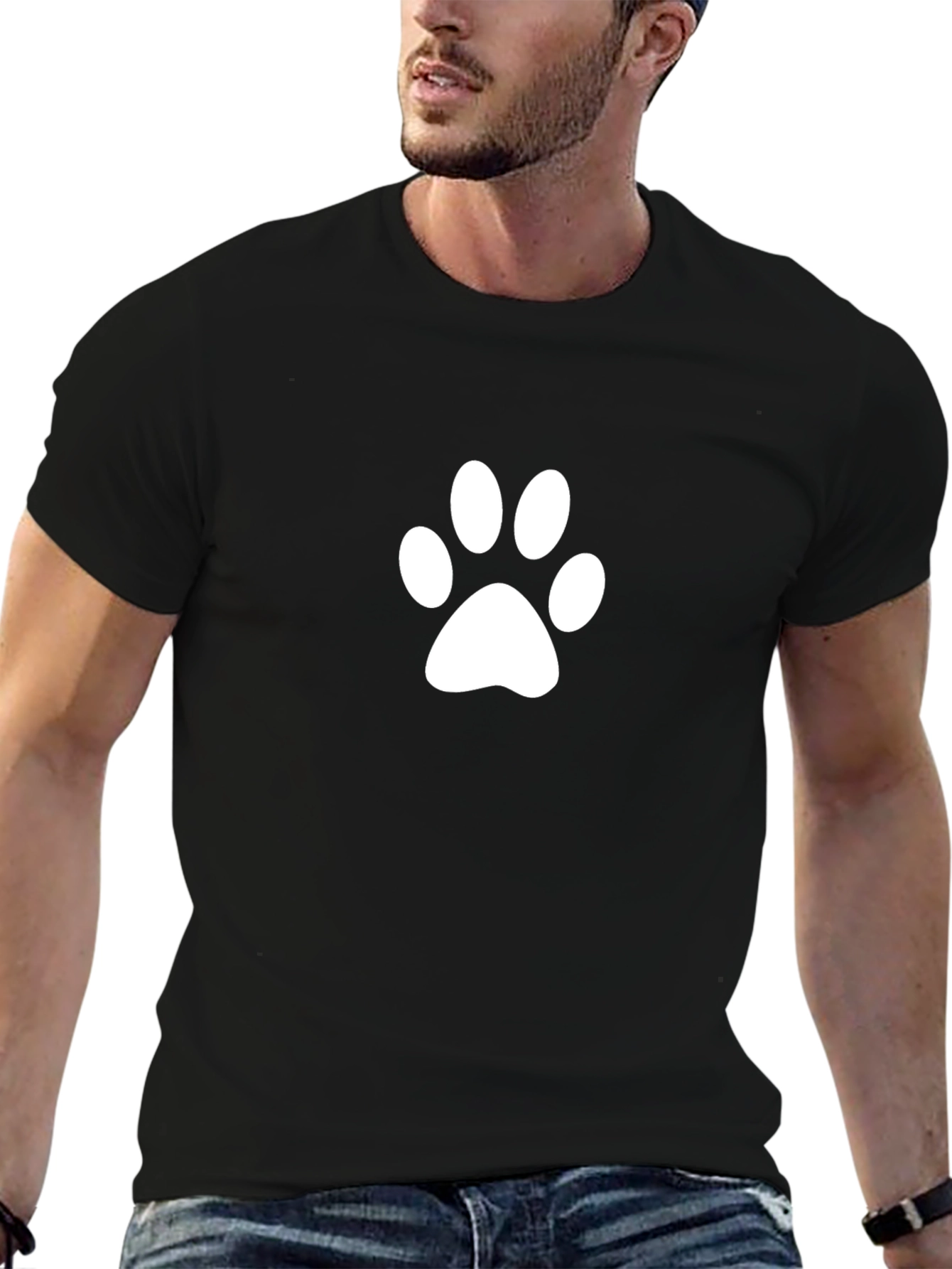 Paw Print Black T-Shirt - Casual Style