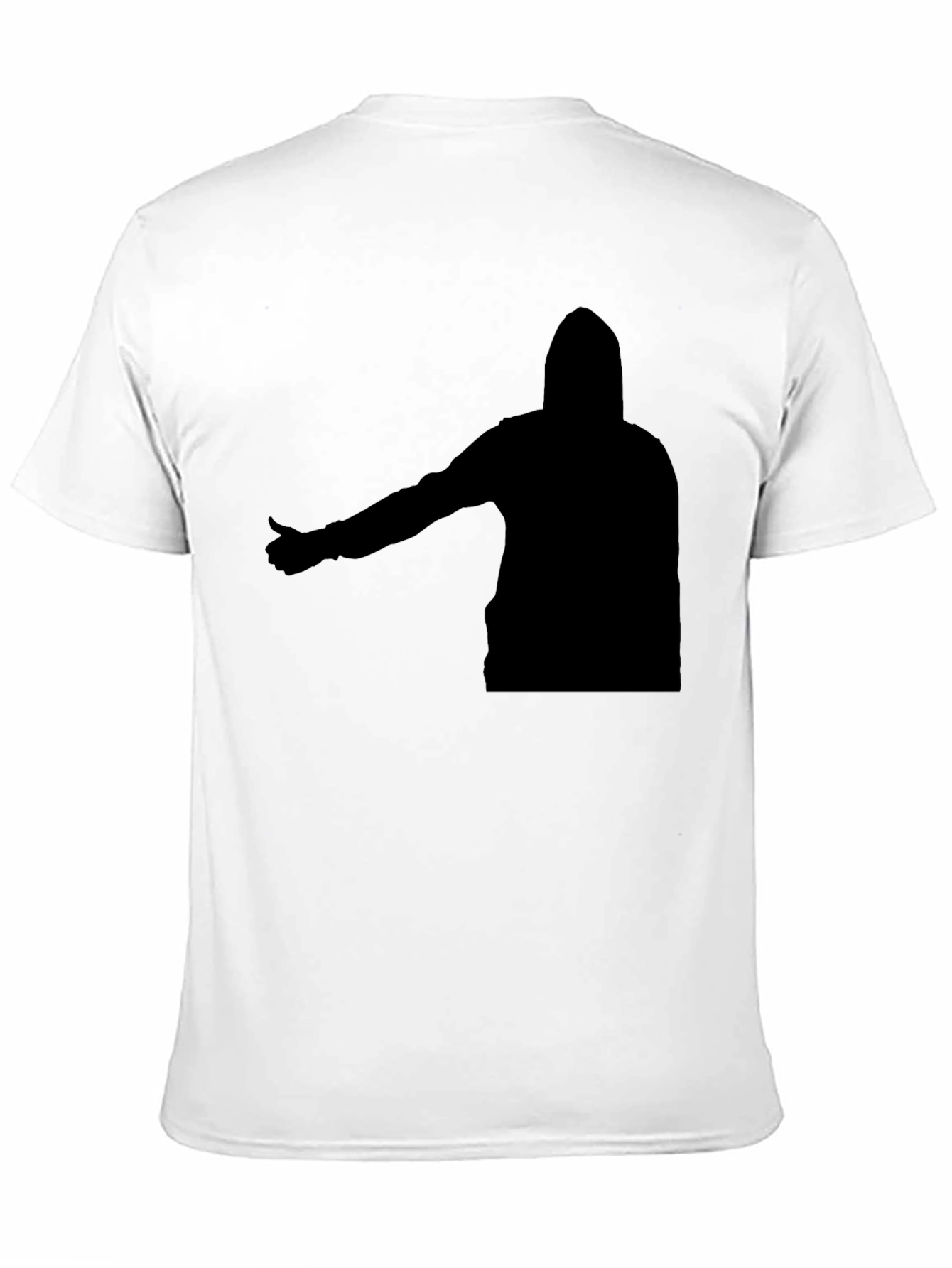 Black T-Shirt with Abstract Hooded Silhouette Graphic