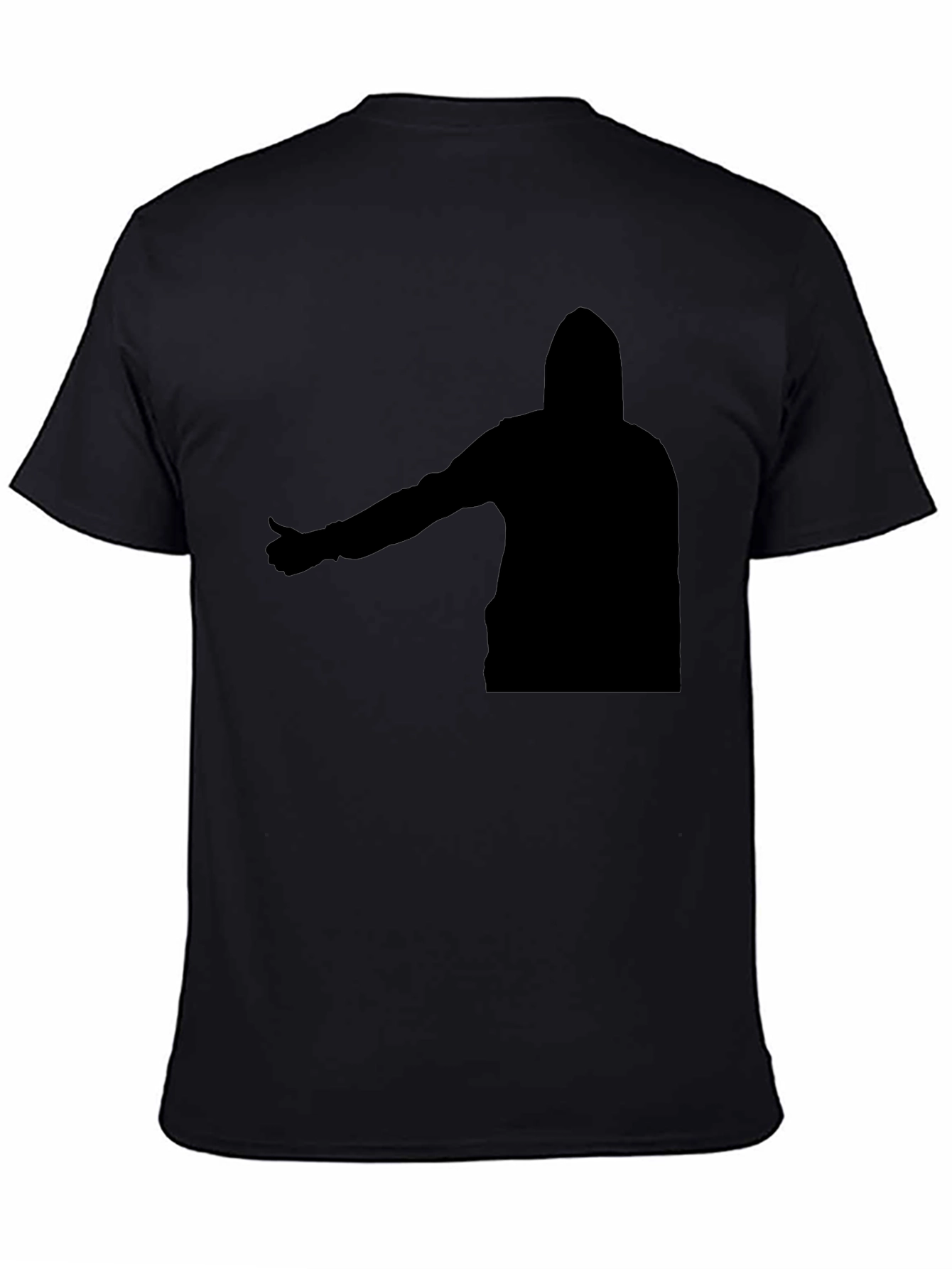 Black T-Shirt with Abstract Hooded Silhouette Graphic