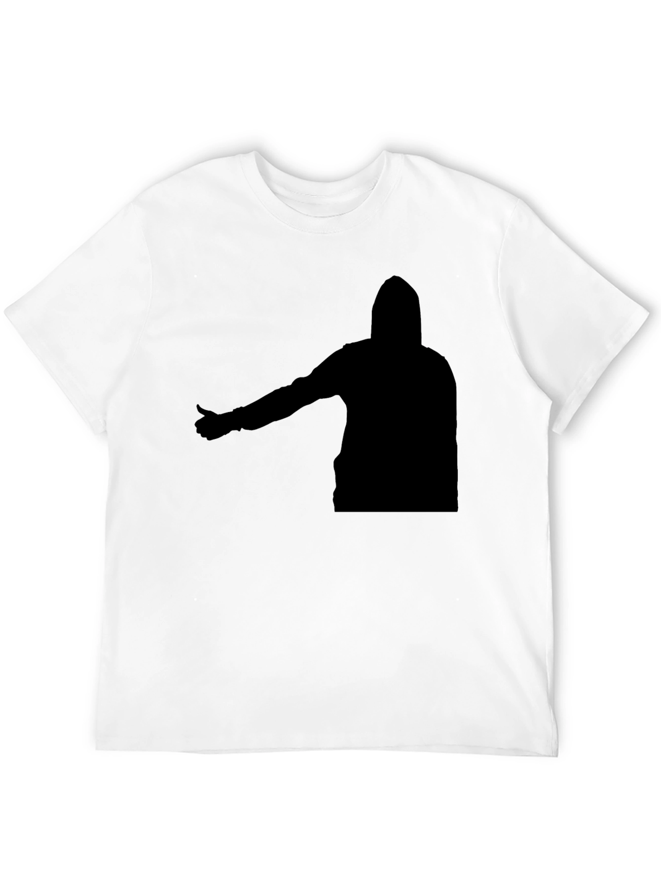 Black T-Shirt with Abstract Hooded Silhouette Graphic