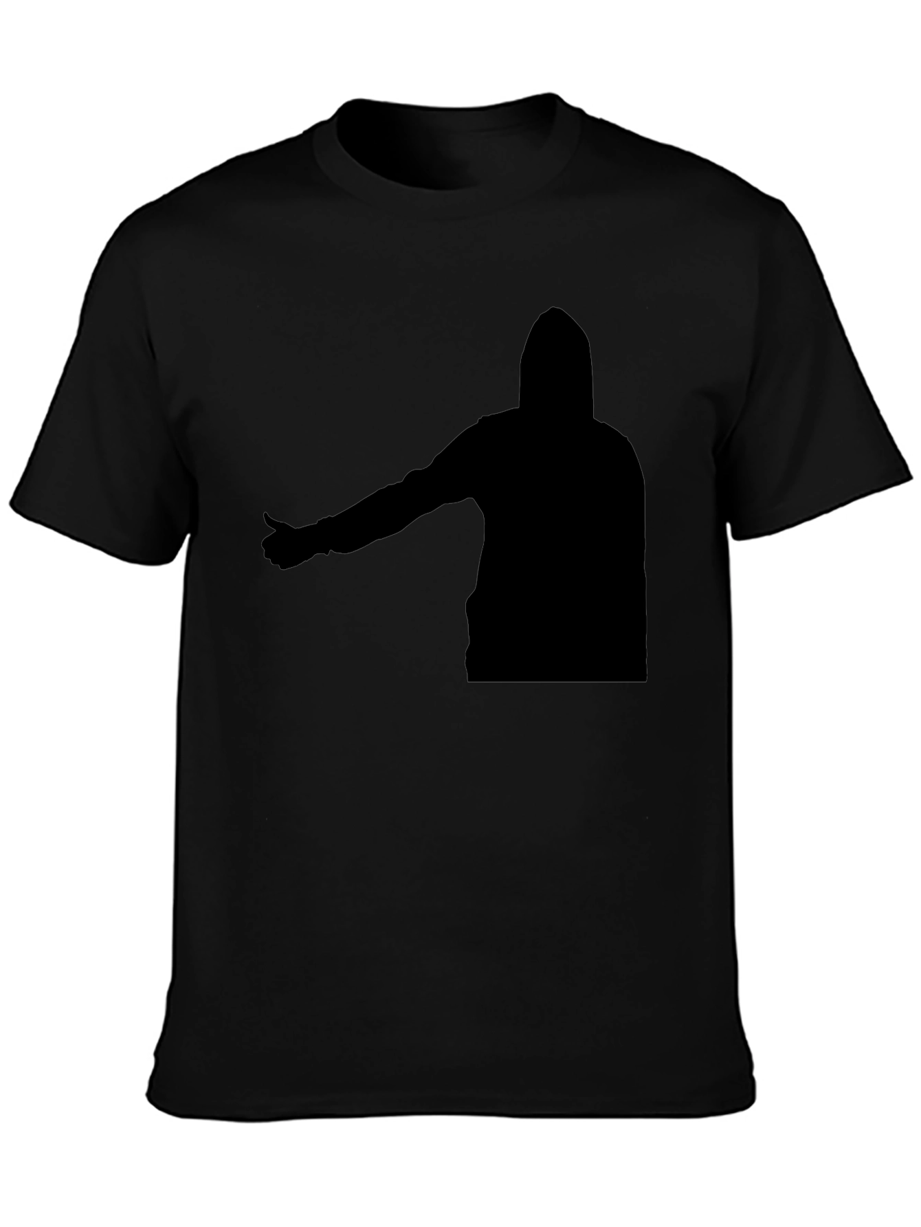 Black T-Shirt with Abstract Hooded Silhouette Graphic
