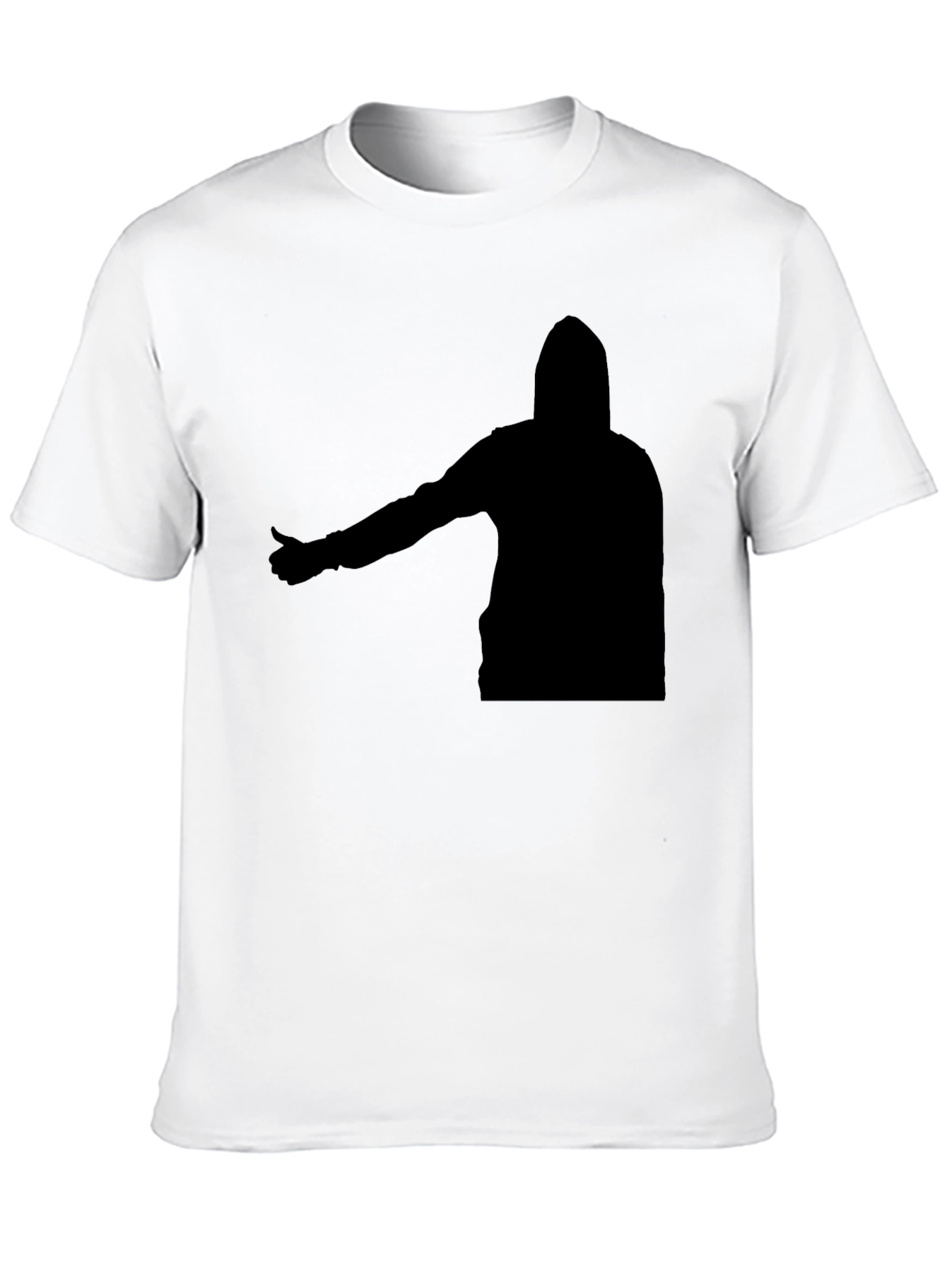 Black T-Shirt with Abstract Hooded Silhouette Graphic