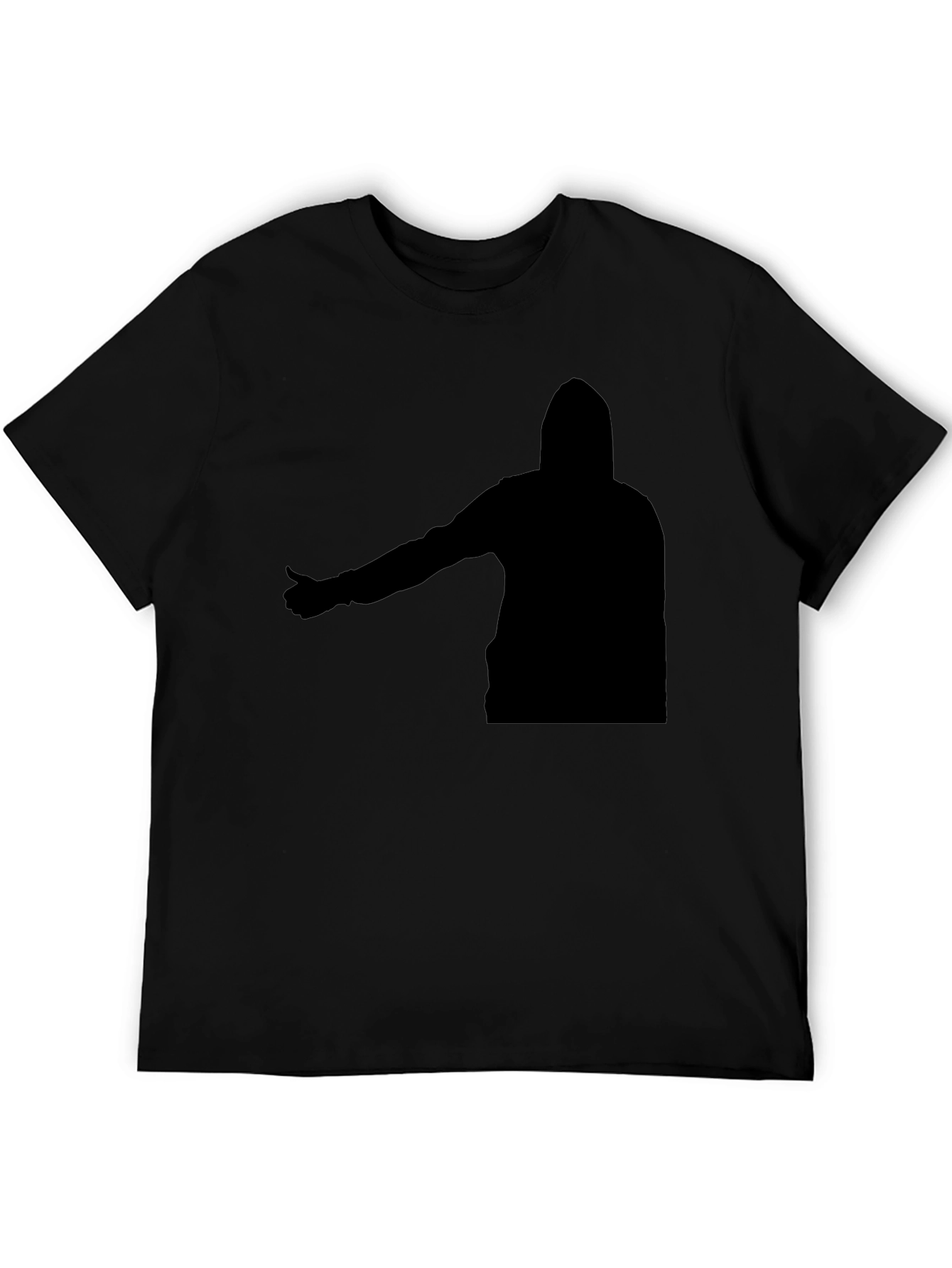 Black T-Shirt with Abstract Hooded Silhouette Graphic