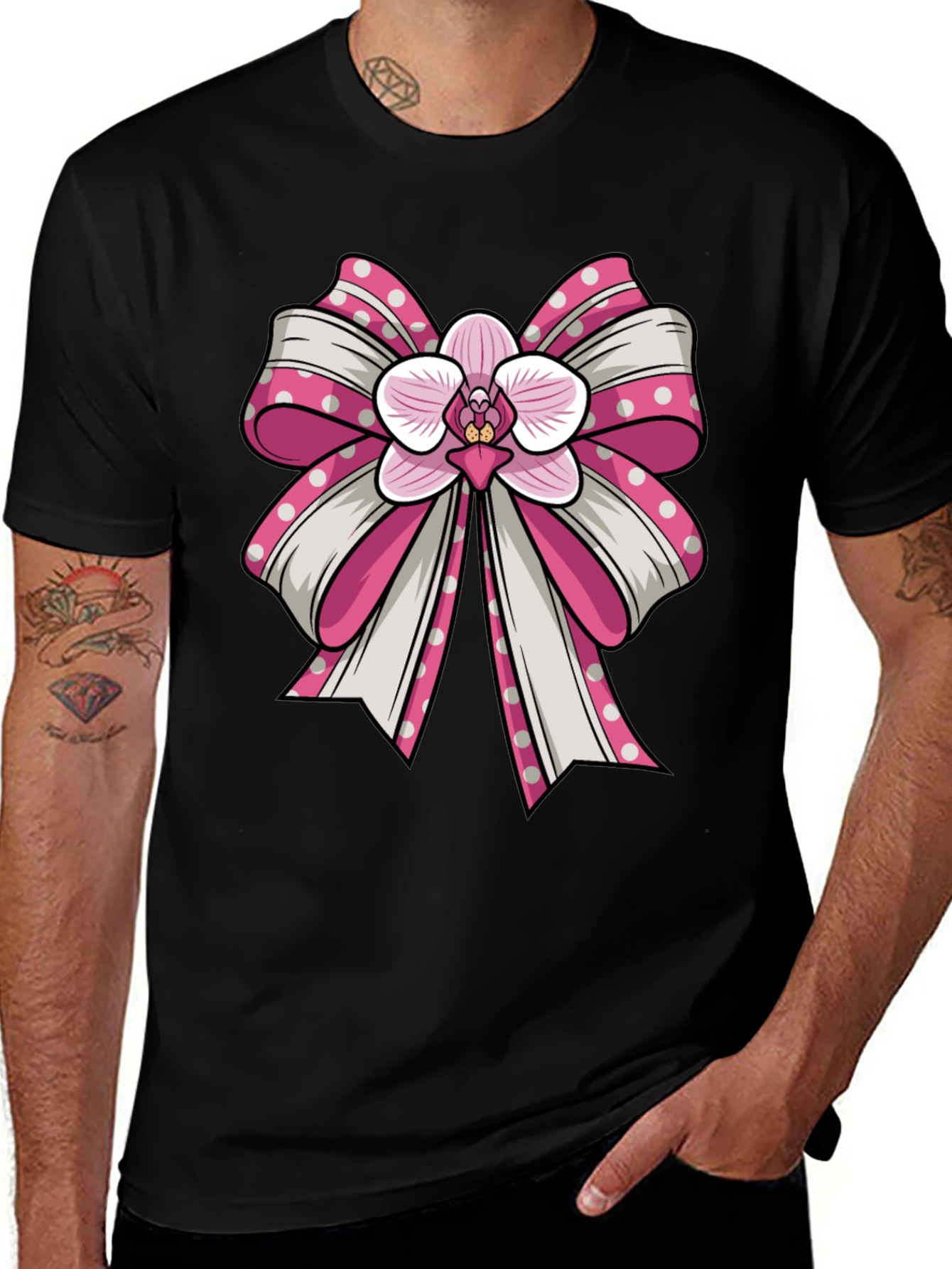 Orchid Bow Graphic Tee - Stylish Unisex T-Shirt