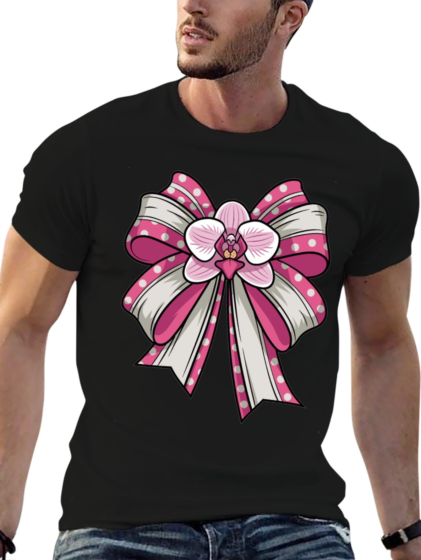 Orchid Bow Graphic Tee - Stylish Unisex T-Shirt