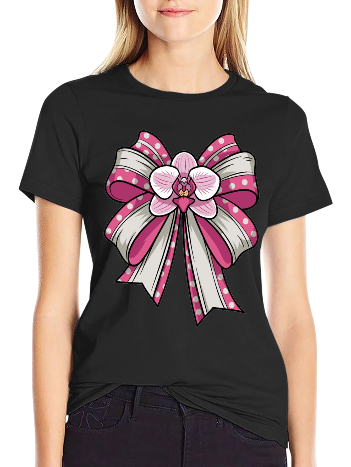 Orchid Bow Graphic Tee - Stylish Unisex T-Shirt