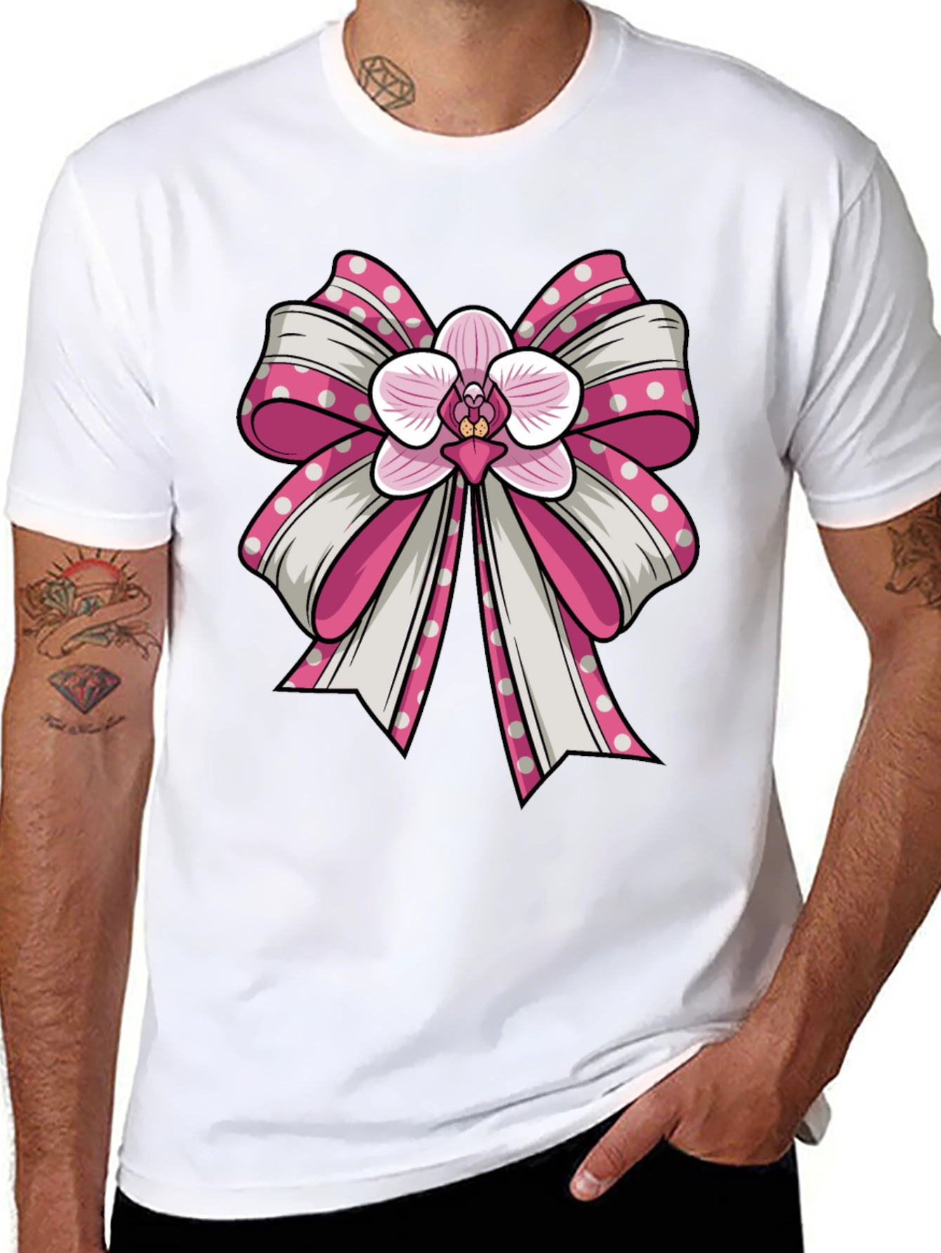 Orchid Bow Graphic Tee - Stylish Unisex T-Shirt