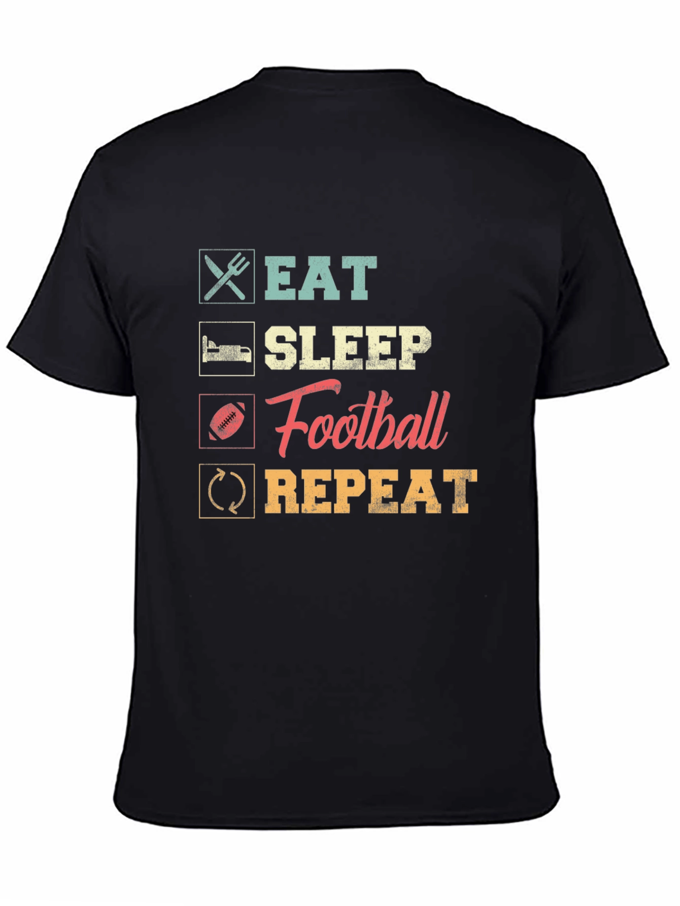 Eat Sleep Football Repeat Black Tee