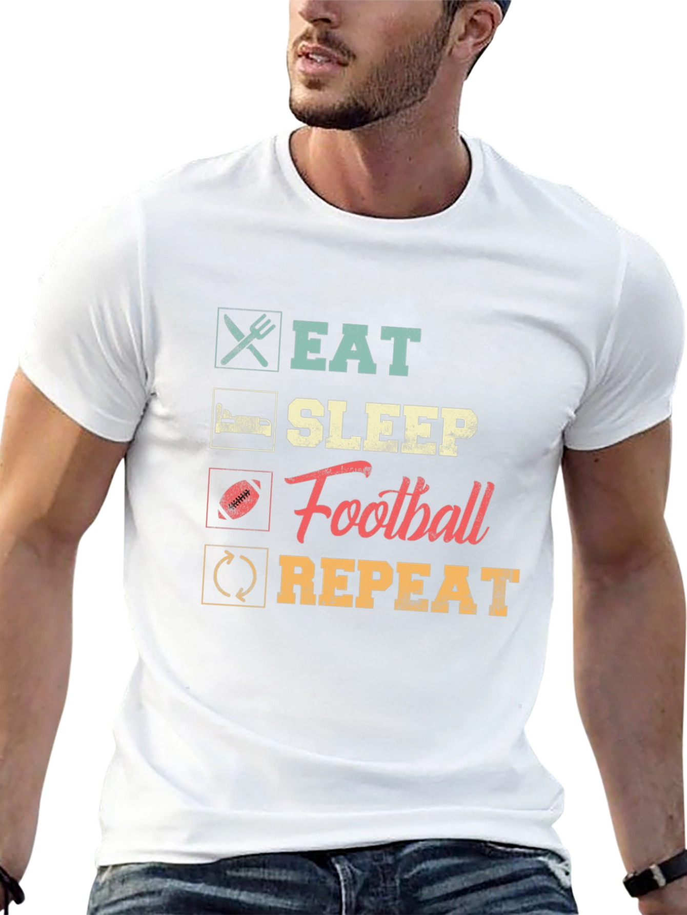 Eat Sleep Football Repeat Black Tee