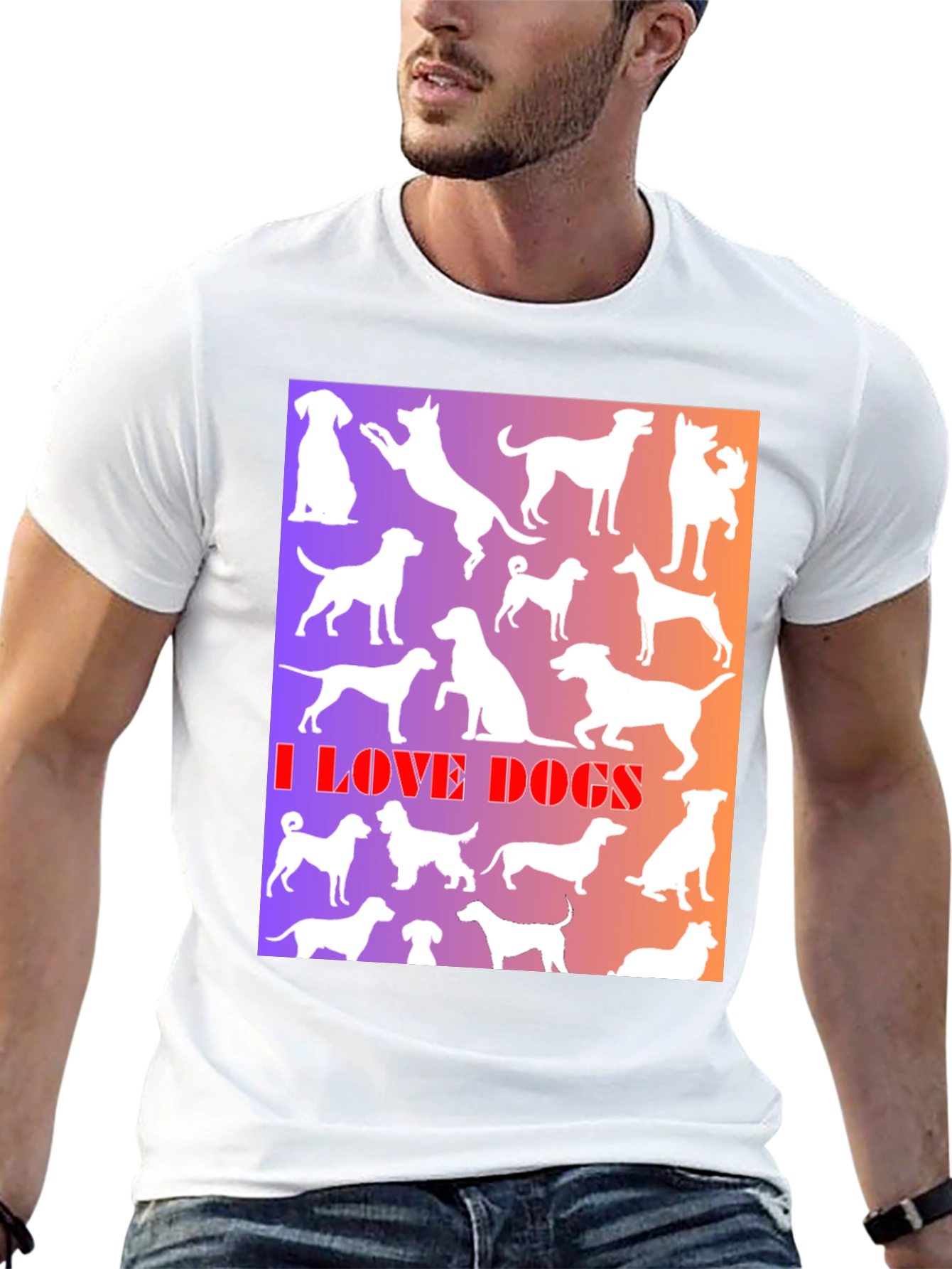 I Love Dogs Graphic Print T-Shirt
