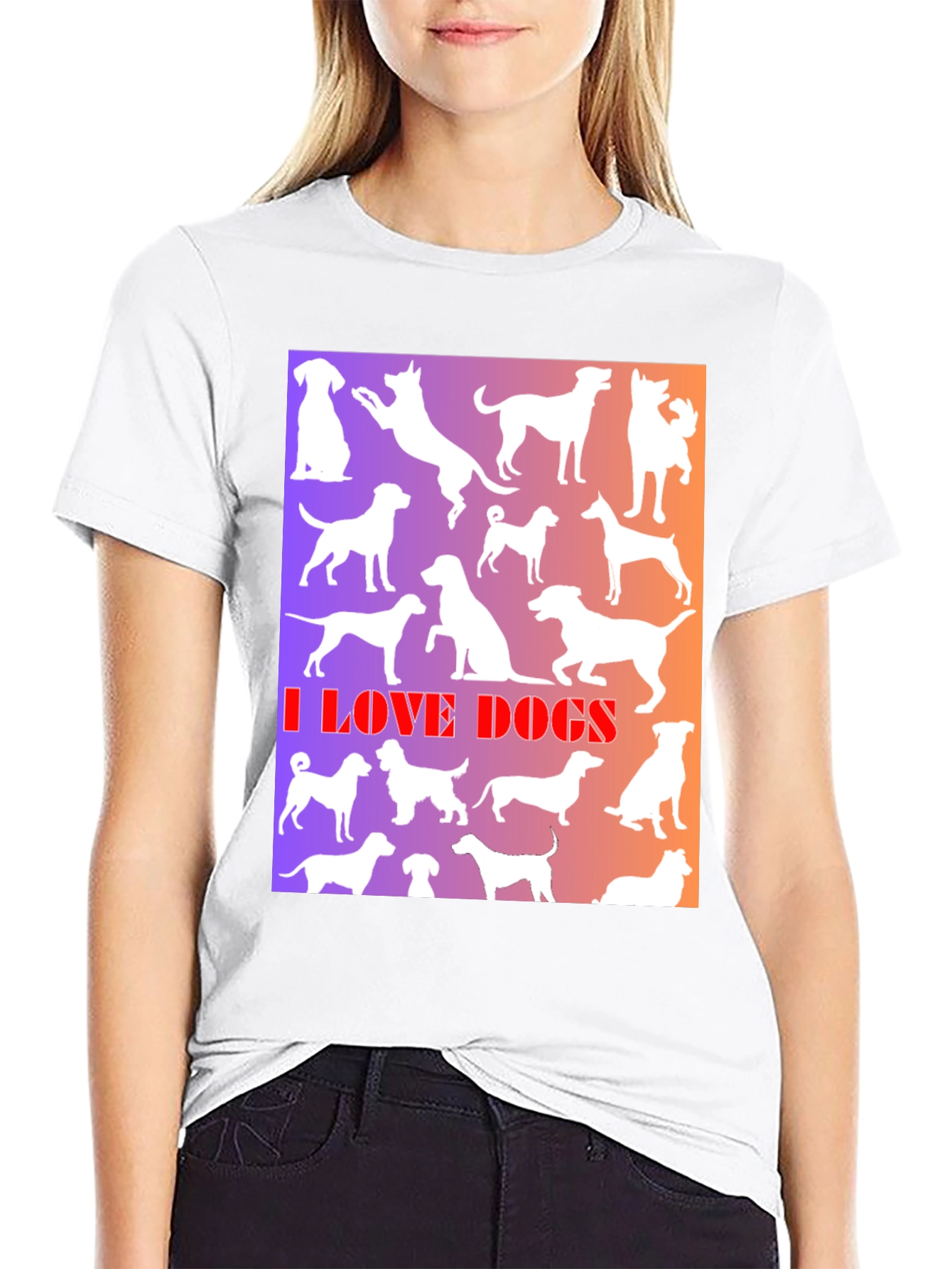 I Love Dogs Graphic Print T-Shirt