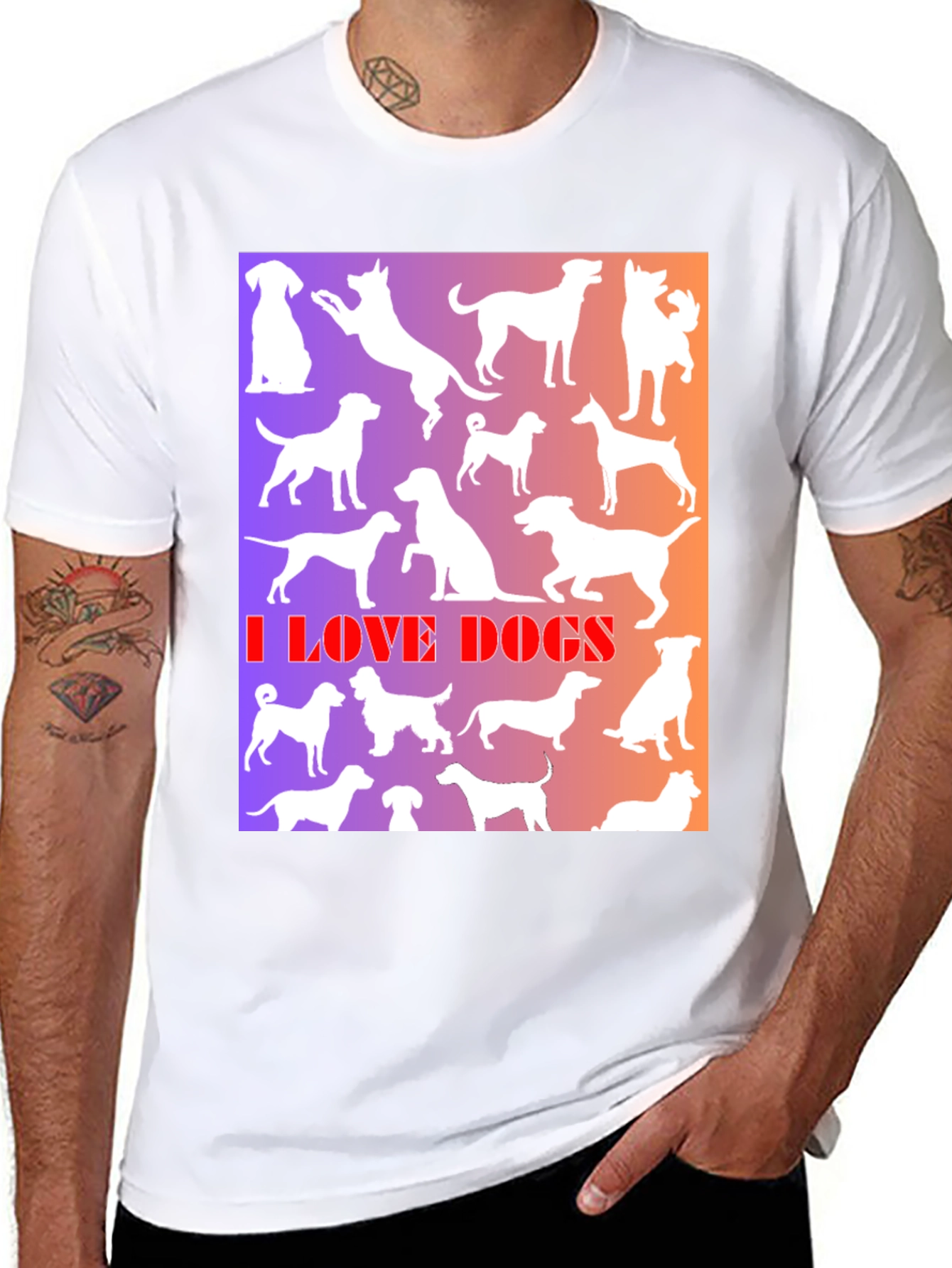 I Love Dogs Graphic Print T-Shirt