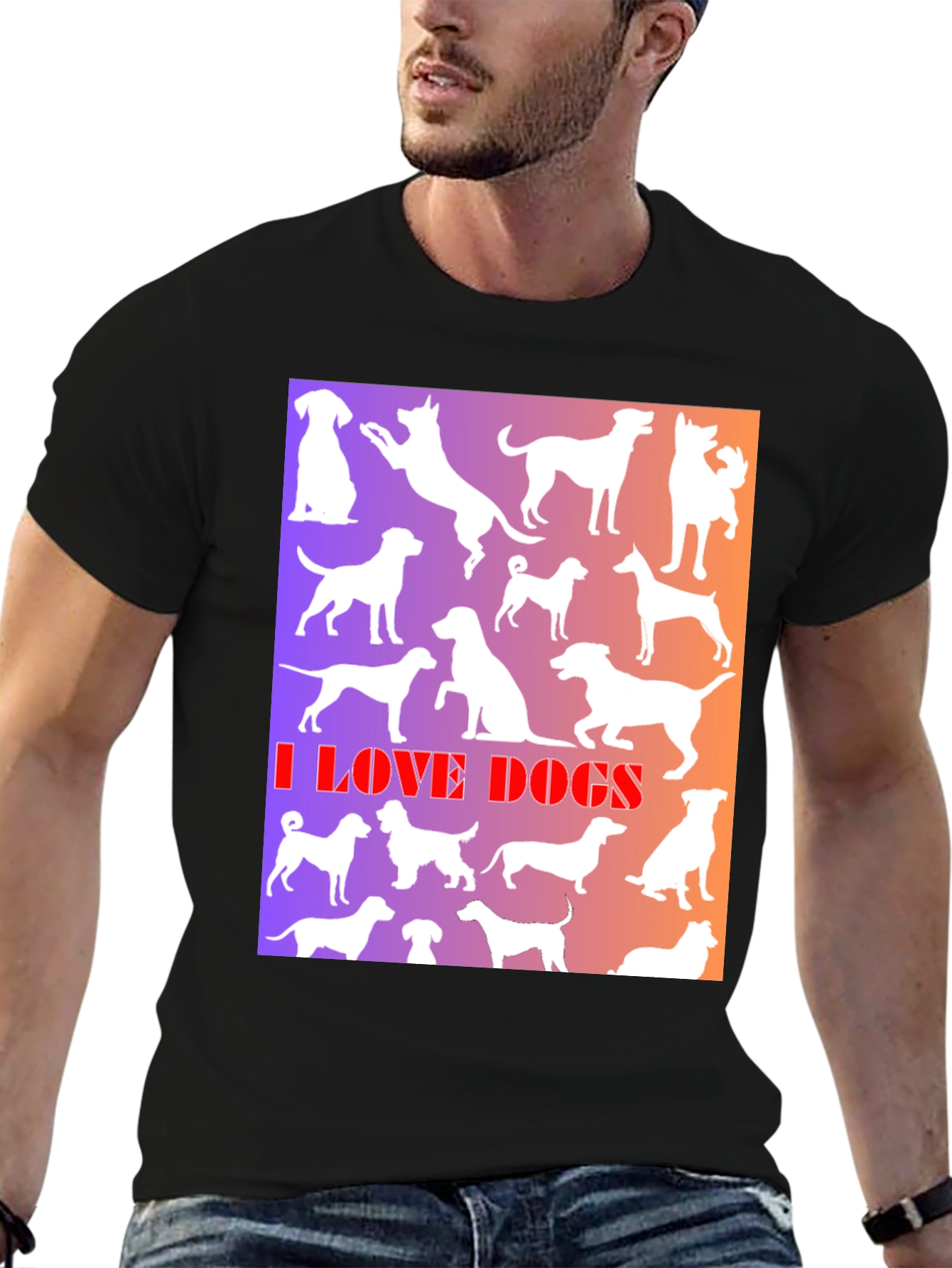 I Love Dogs Graphic Print T-Shirt