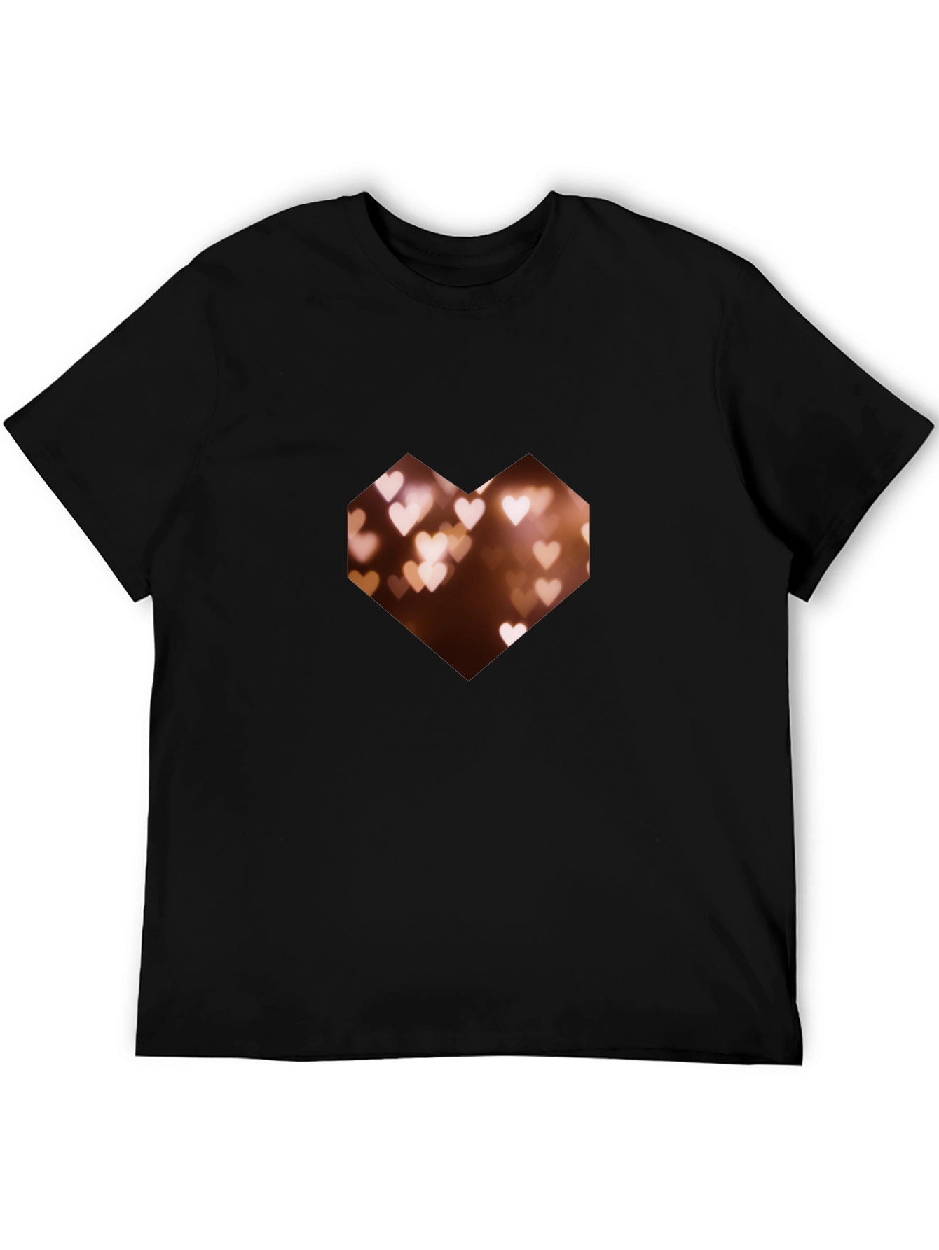 Geometric Heart Bokeh Graphic Black Tee
