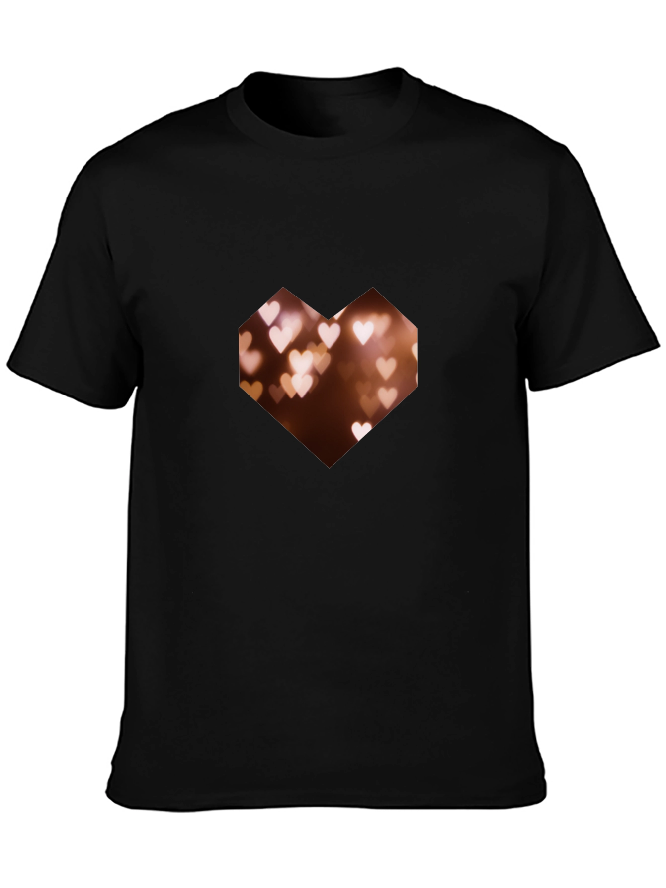 Geometric Heart Bokeh Graphic Black Tee
