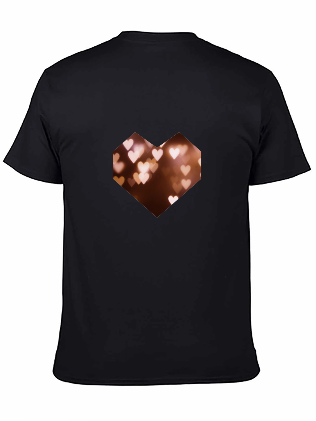 Geometric Heart Bokeh Graphic Black Tee