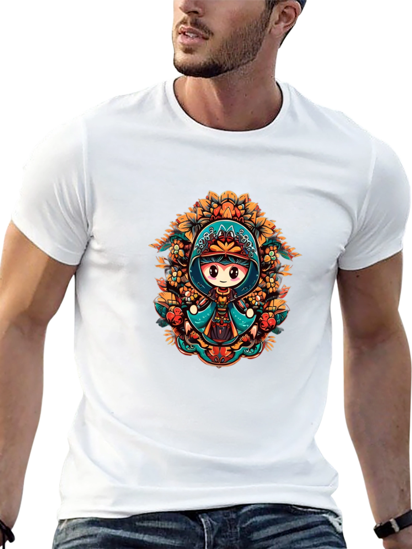 Anime Style Graphic Tee - Black