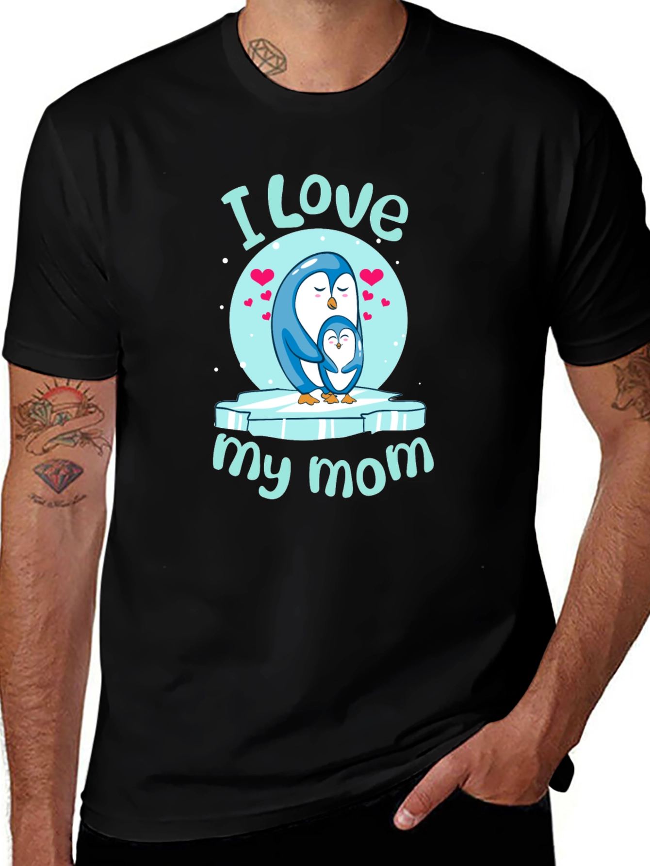I Love My Mom Penguin Graphic Tee
