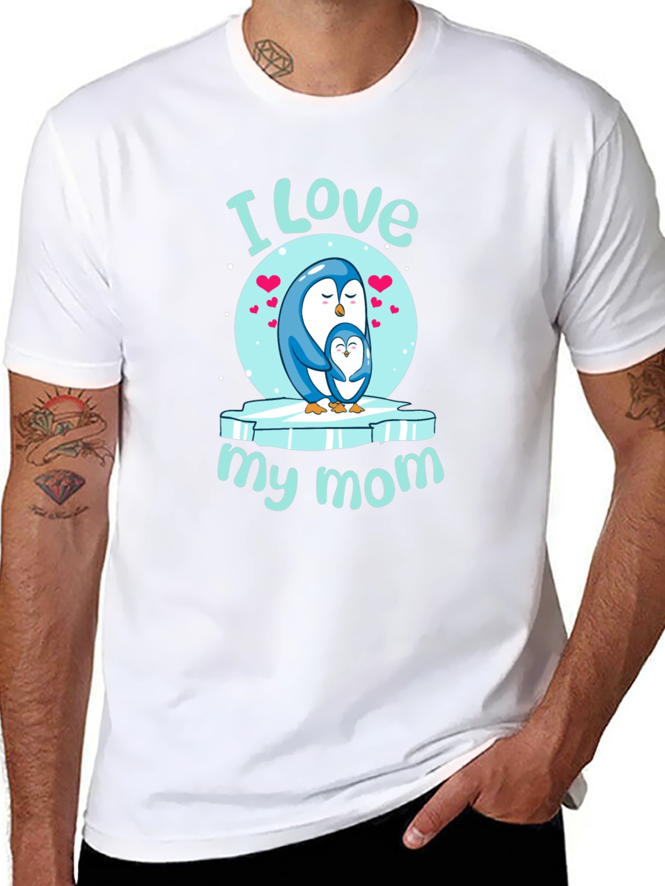 I Love My Mom Penguin Graphic Tee