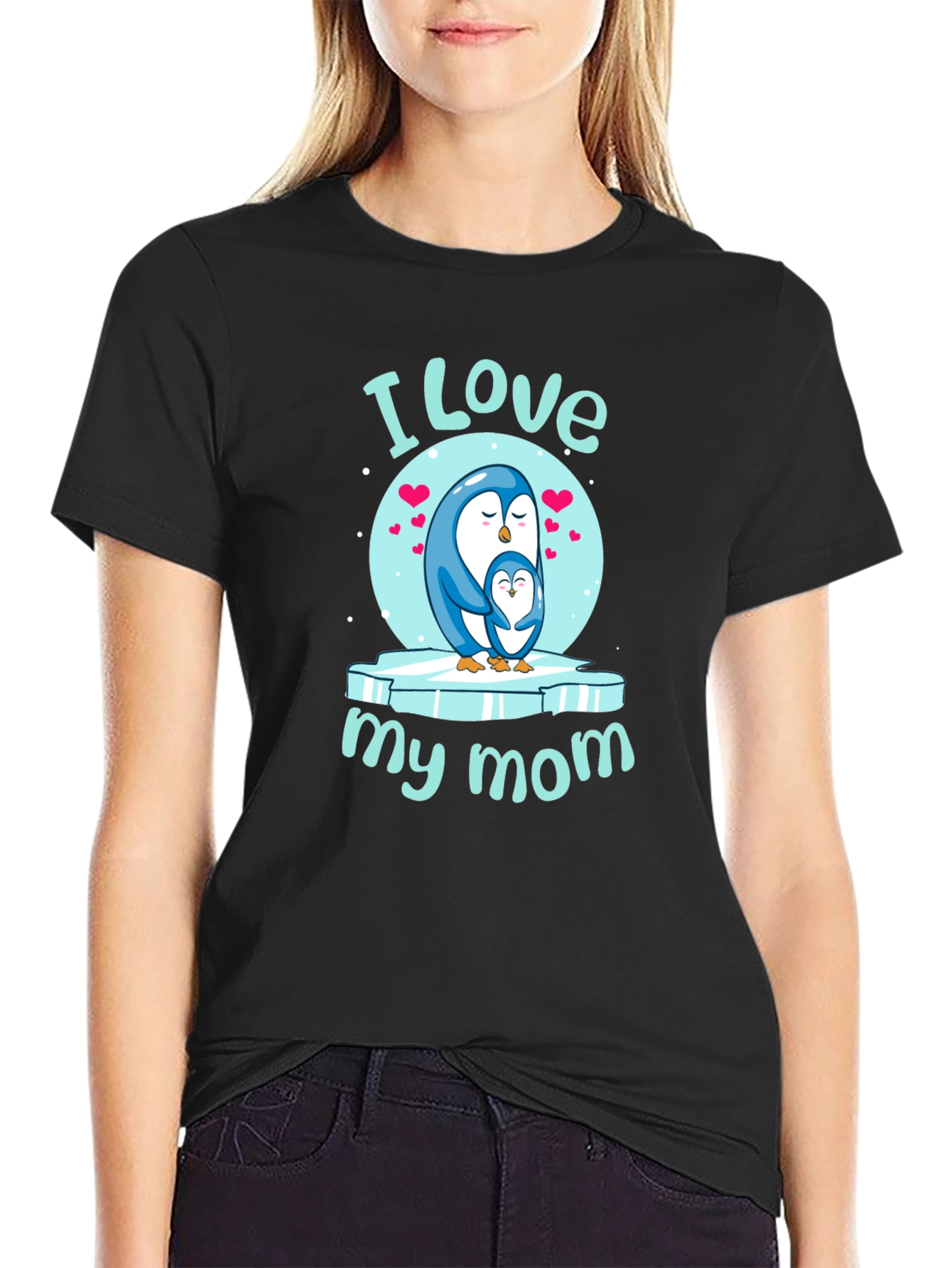 I Love My Mom Penguin Graphic Tee