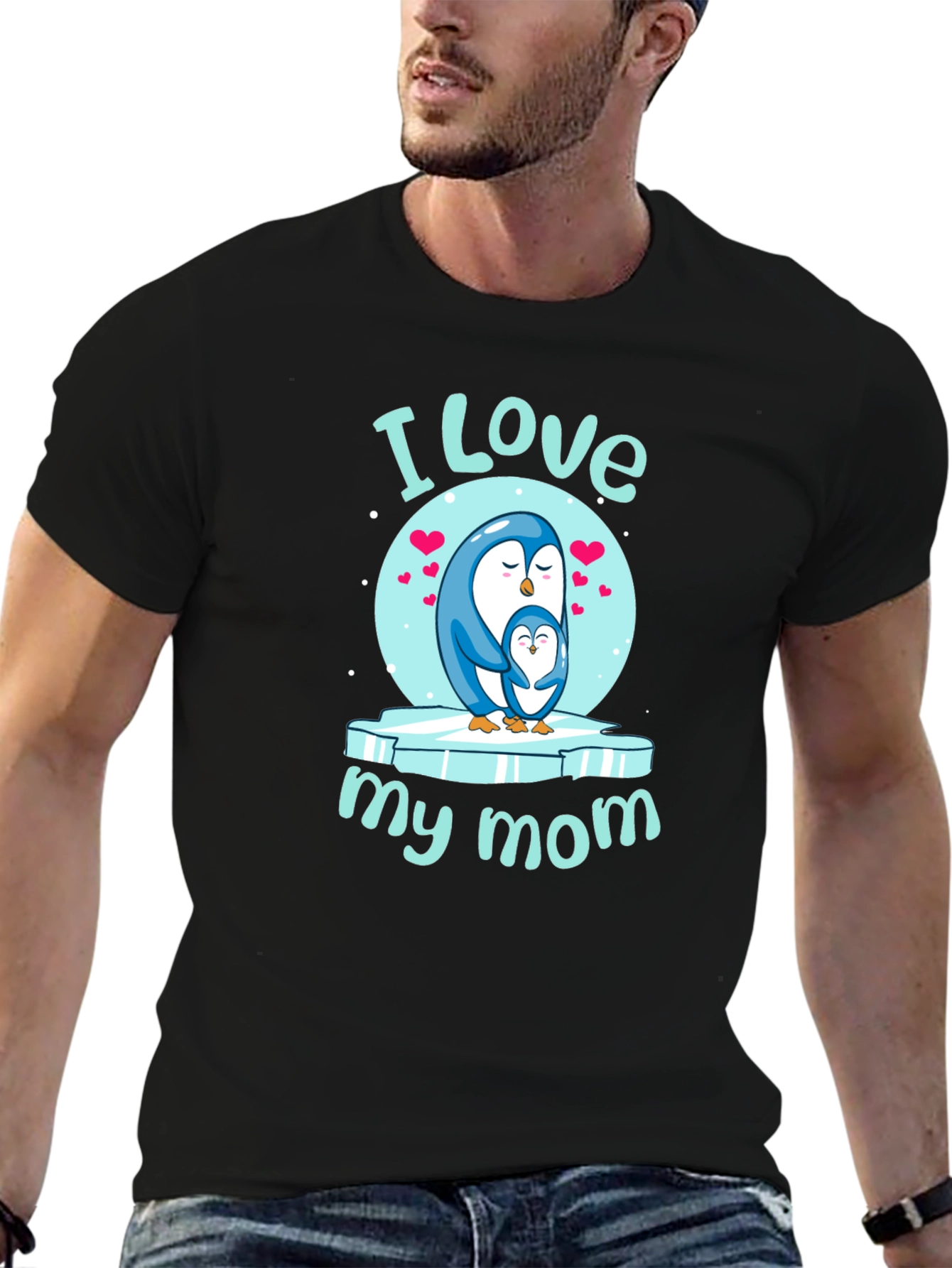 I Love My Mom Penguin Graphic Tee