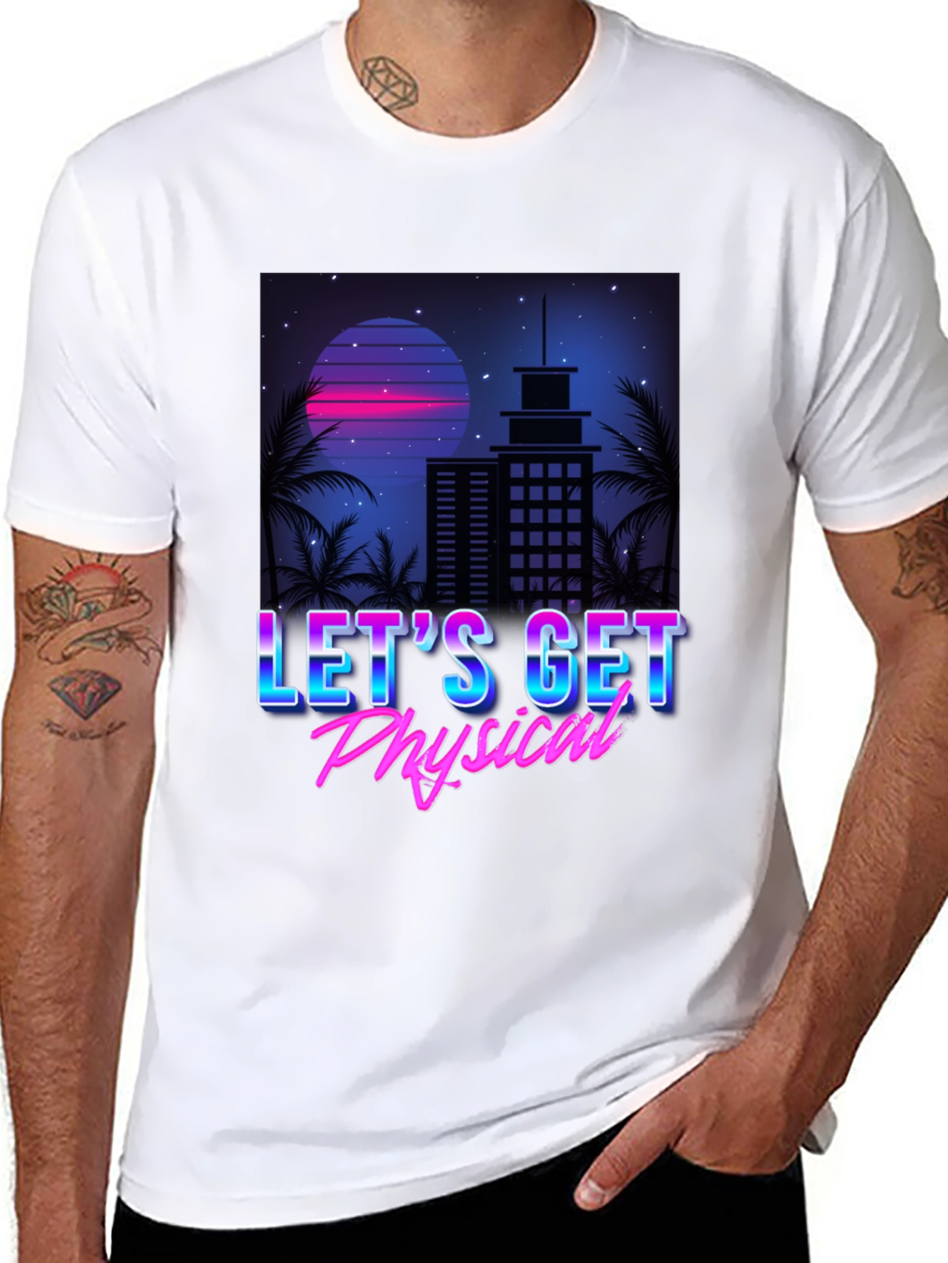 Retro Lets Get Physical Graphic T-Shirt