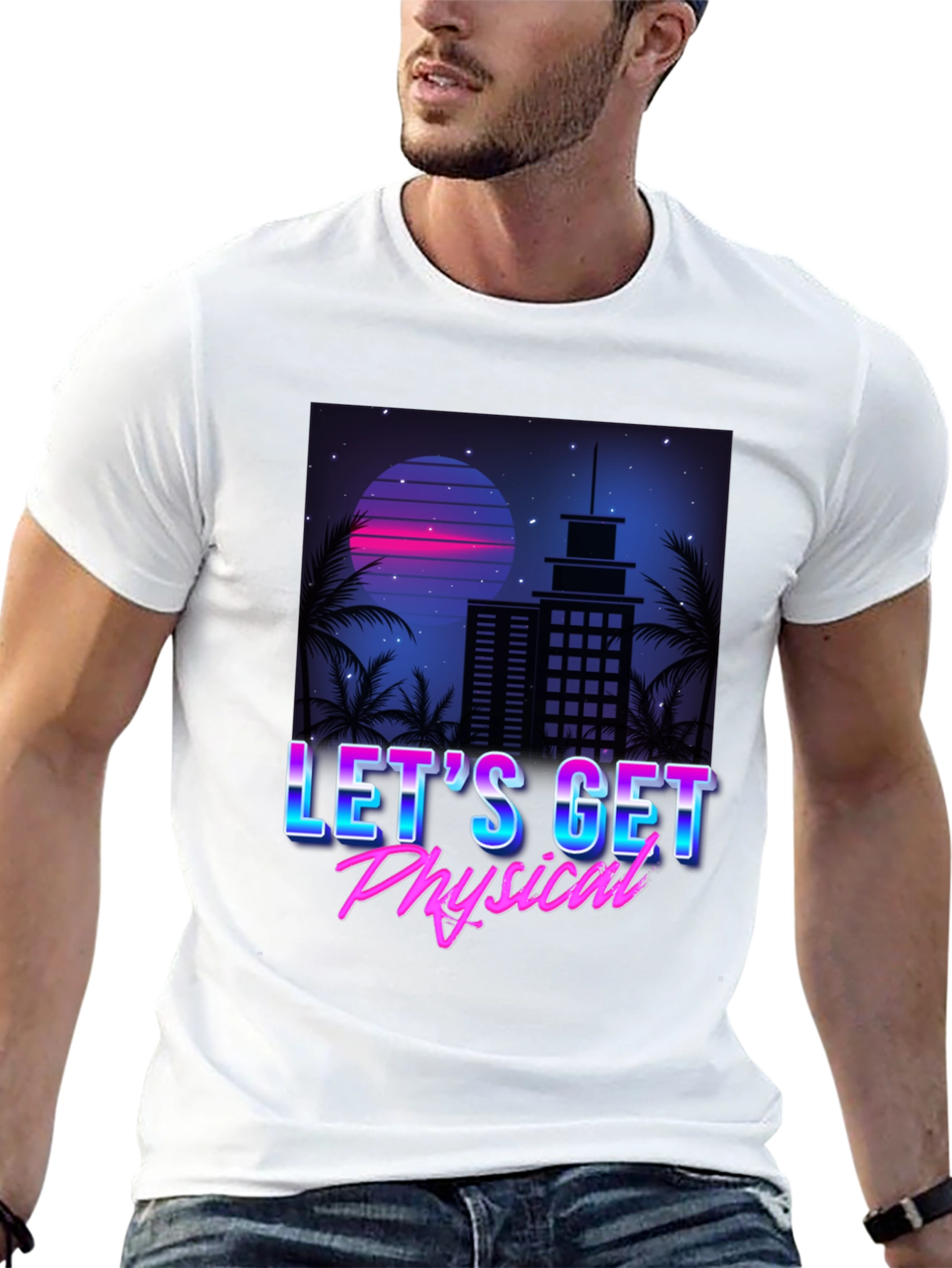 Retro Lets Get Physical Graphic T-Shirt
