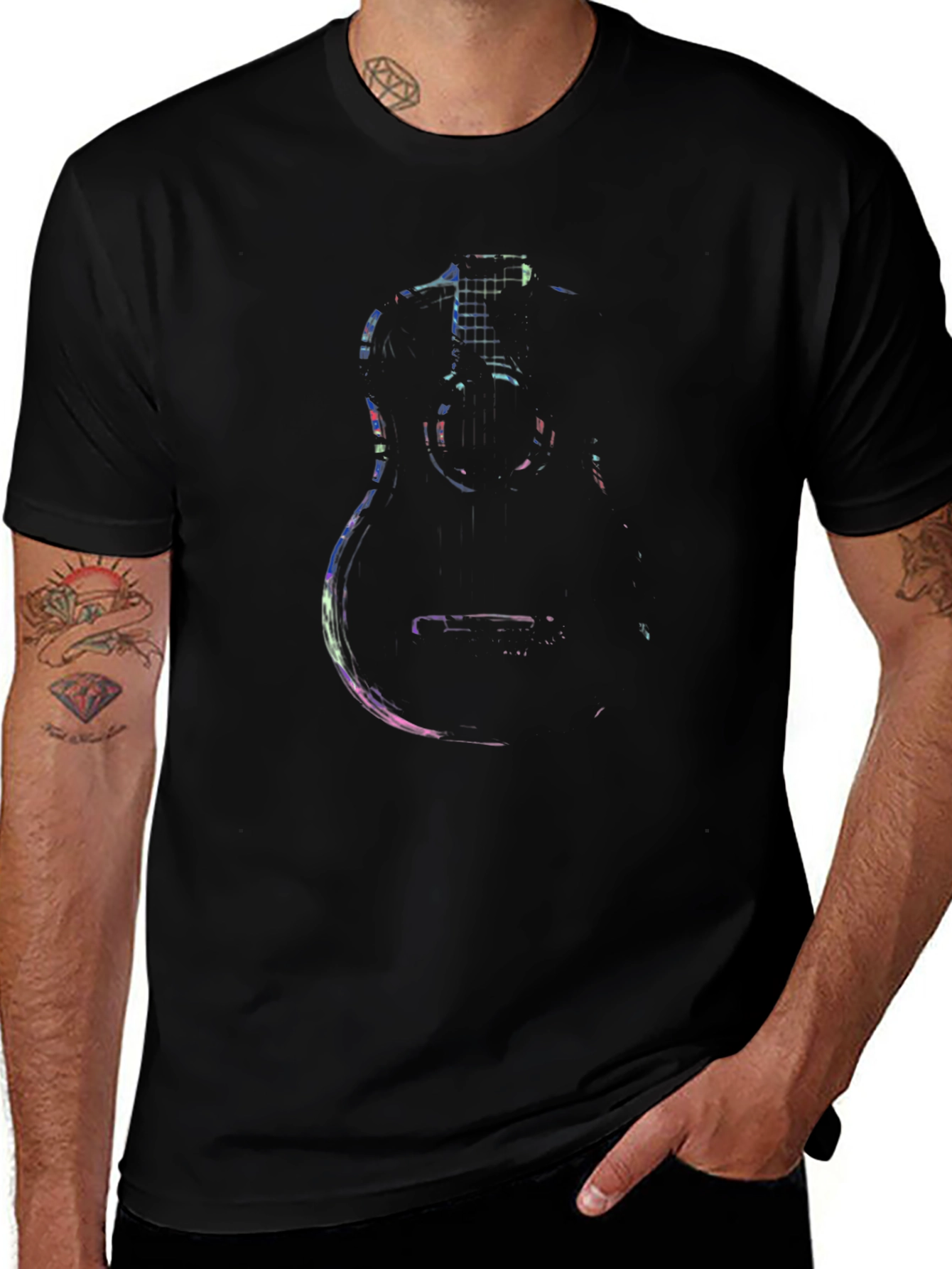 Guitar Graphic Black Tee - Music Lovers Essential