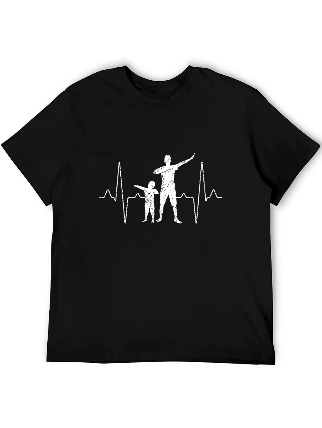 Father & Son Dabbing Heartbeat T-Shirt - Black